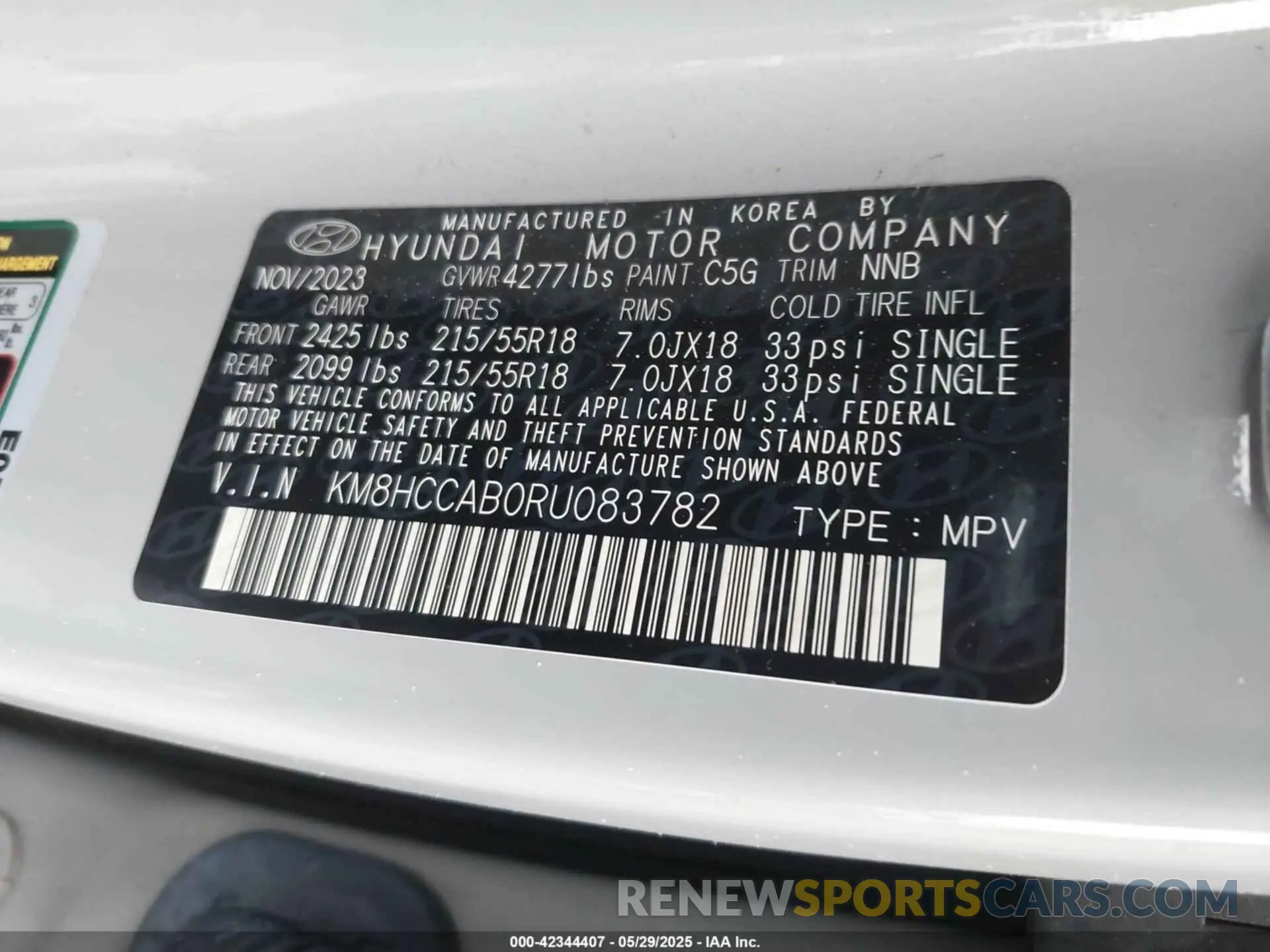 9 Photograph of a damaged car KM8HCCAB0RU083782 HYUNDAI KONA 2024