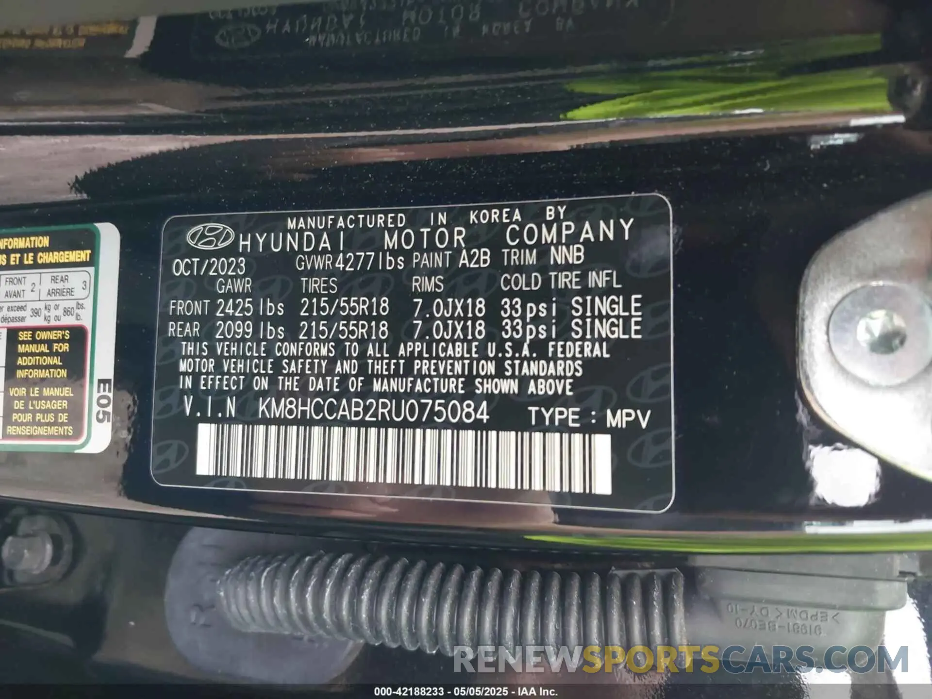 9 Photograph of a damaged car KM8HCCAB2RU075084 HYUNDAI KONA 2024