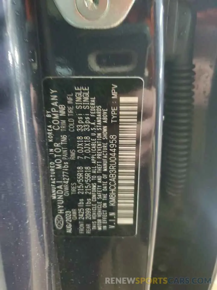 13 Photograph of a damaged car KM8HCCAB3RU044958 HYUNDAI KONA 2024