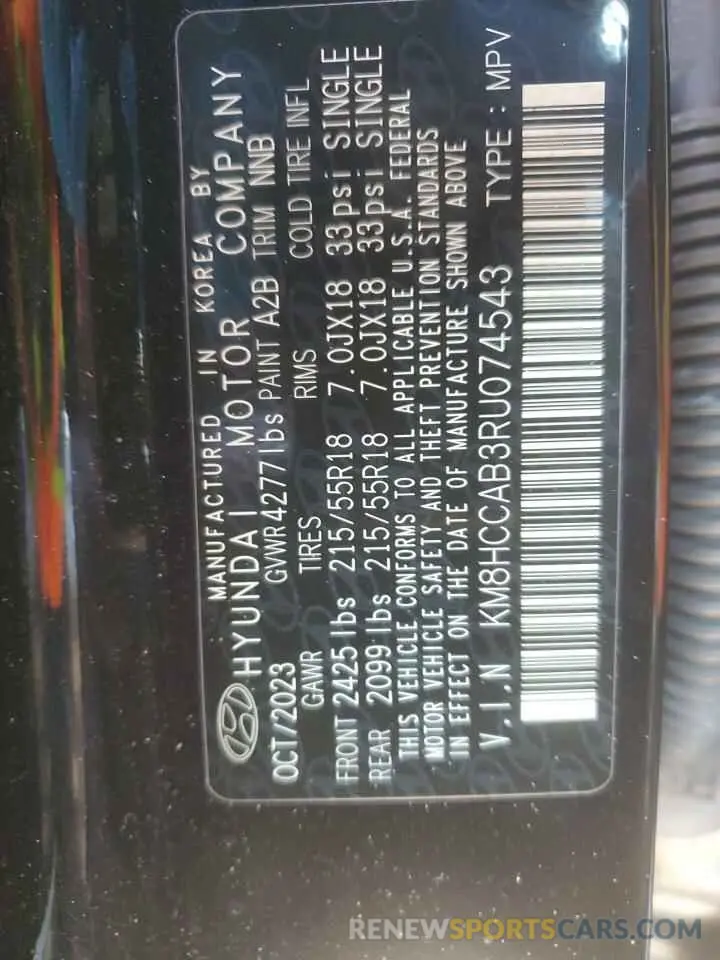 14 Photograph of a damaged car KM8HCCAB3RU074543 HYUNDAI KONA 2024