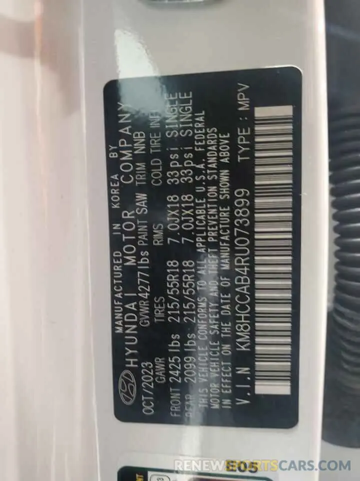 14 Photograph of a damaged car KM8HCCAB4RU073899 HYUNDAI KONA 2024
