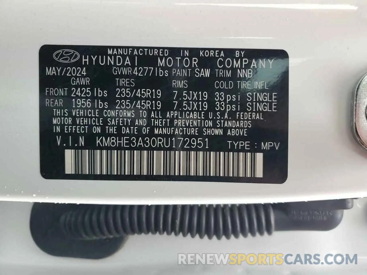 16 Photograph of a damaged car KM8HE3A30RU172951 HYUNDAI KONA 2024