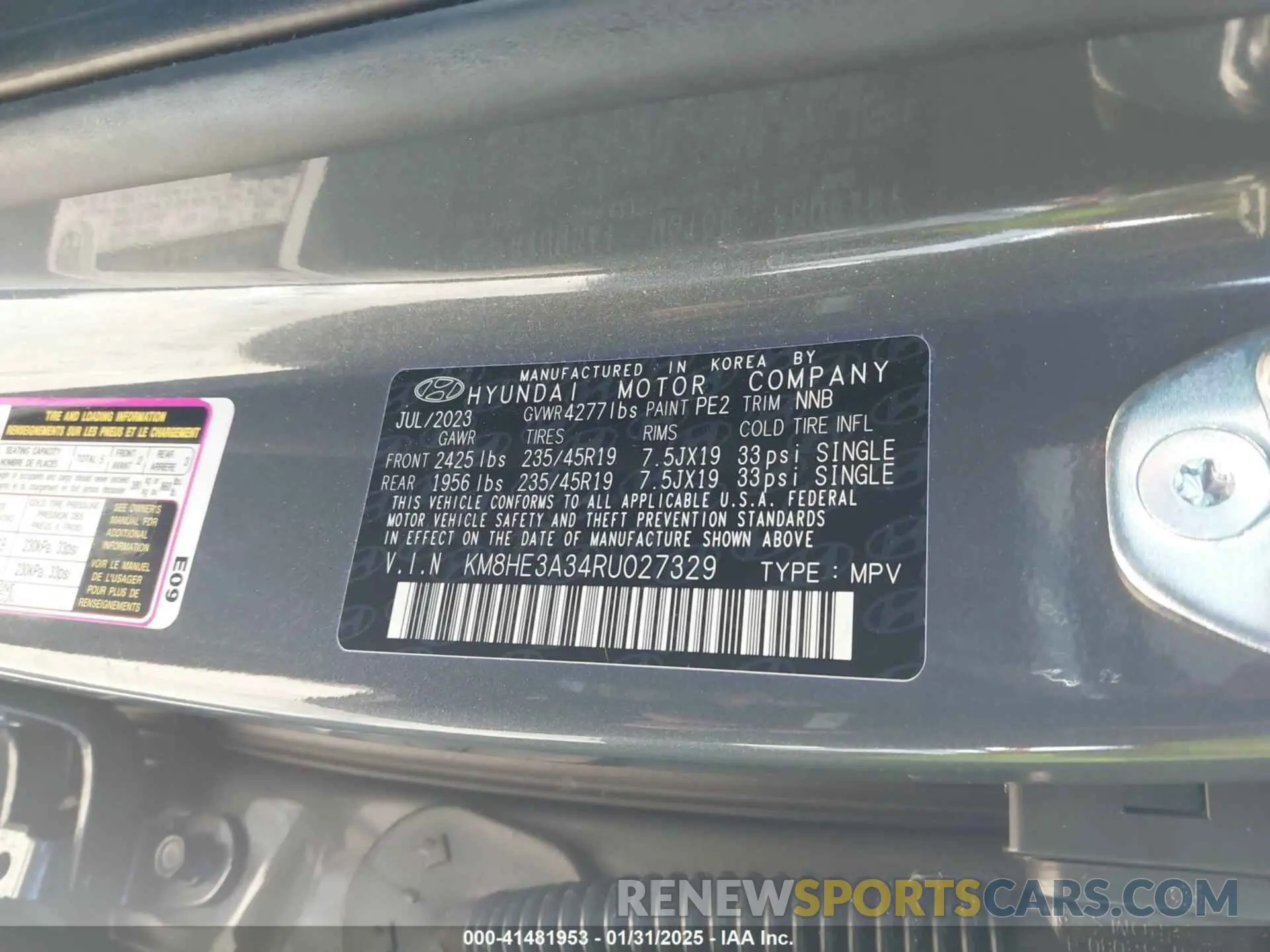 9 Photograph of a damaged car KM8HE3A34RU027329 HYUNDAI KONA 2024