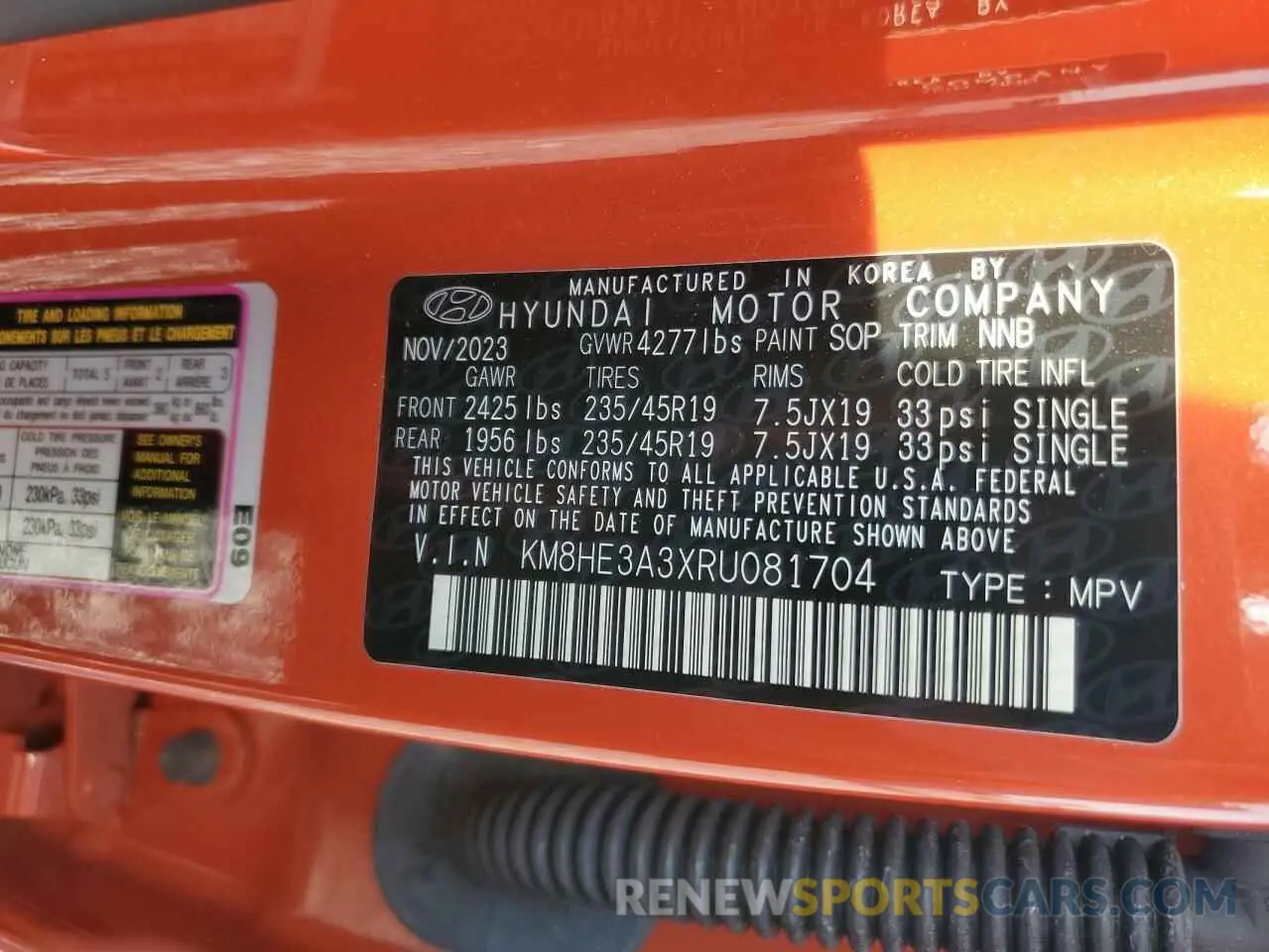14 Photograph of a damaged car KM8HE3A3XRU081704 HYUNDAI KONA 2024