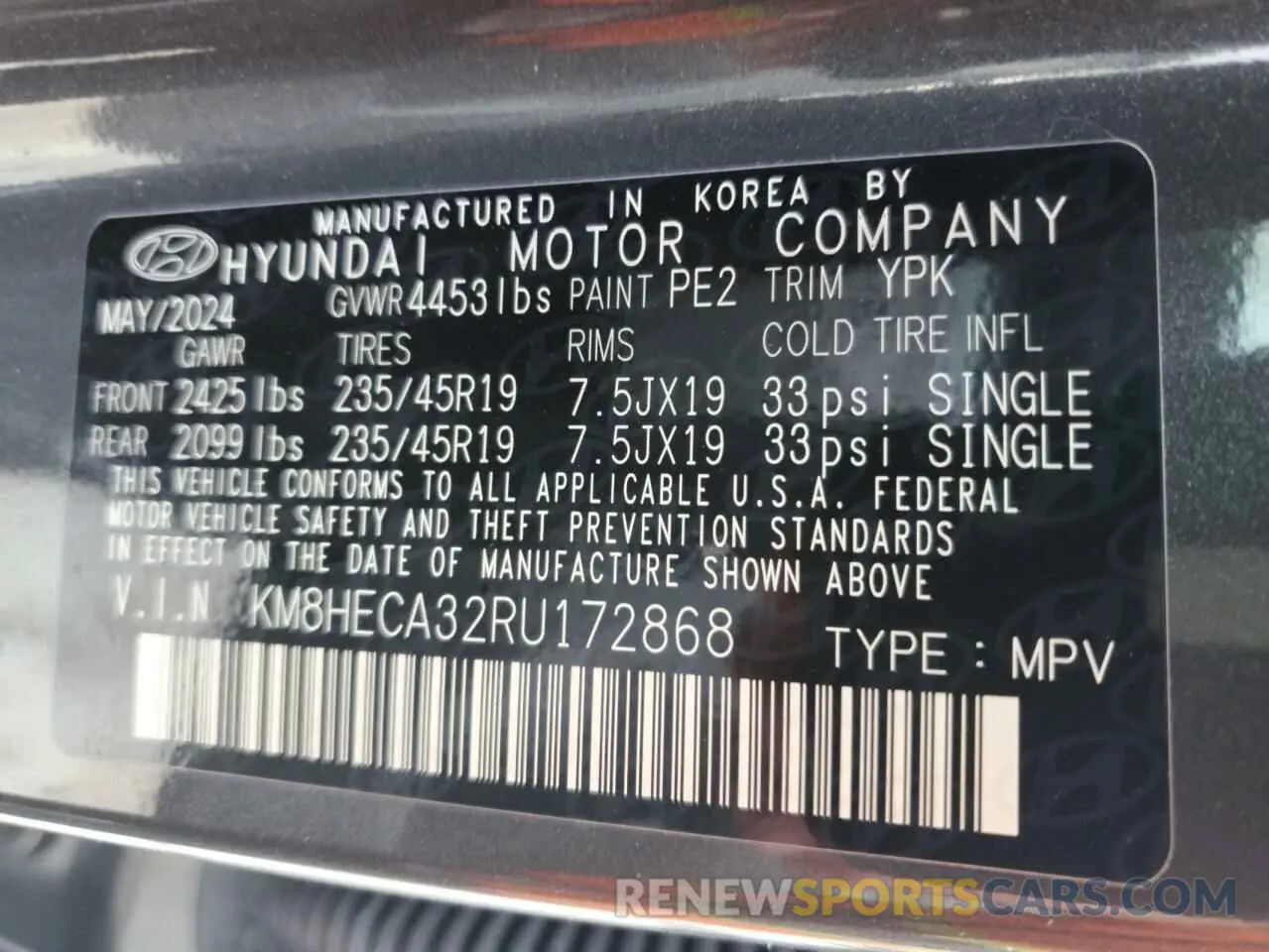 14 Photograph of a damaged car KM8HECA32RU172868 HYUNDAI KONA 2024