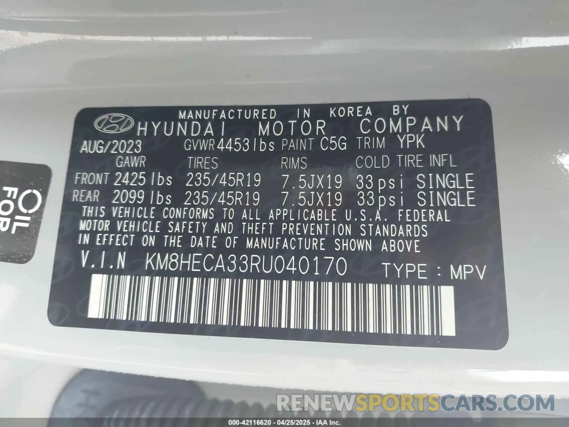 9 Photograph of a damaged car KM8HECA33RU040170 HYUNDAI KONA 2024