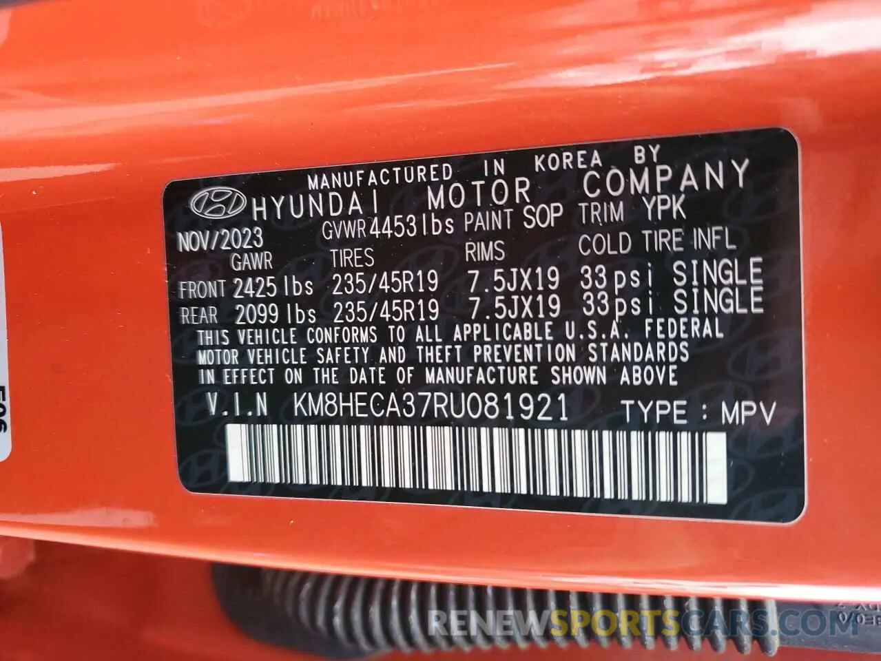 13 Photograph of a damaged car KM8HECA37RU081921 HYUNDAI KONA 2024