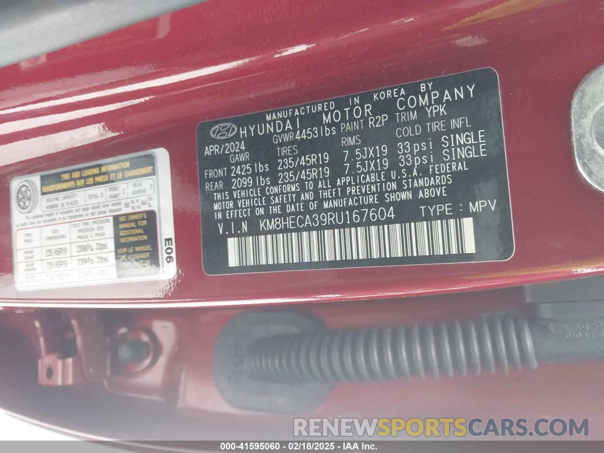 9 Photograph of a damaged car KM8HECA39RU167604 HYUNDAI KONA 2024