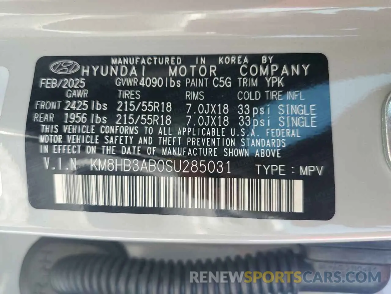 13 Photograph of a damaged car KM8HB3AB0SU285031 HYUNDAI KONA 2025