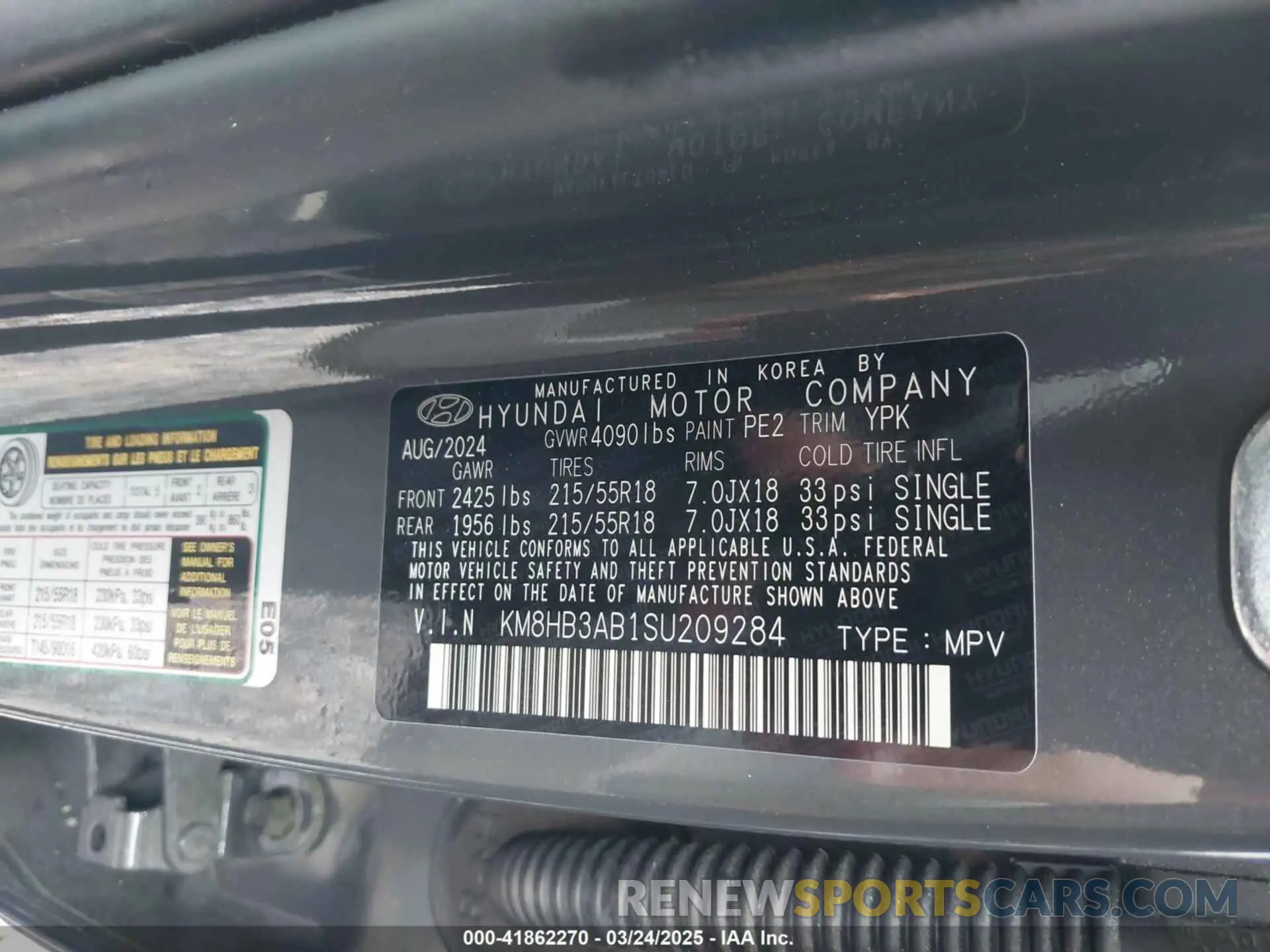 9 Photograph of a damaged car KM8HB3AB1SU209284 HYUNDAI KONA 2025