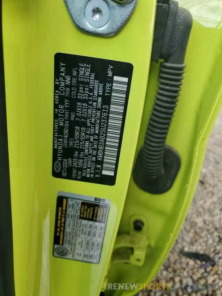 13 Photograph of a damaged car KM8HB3AB2SU237613 HYUNDAI KONA 2025
