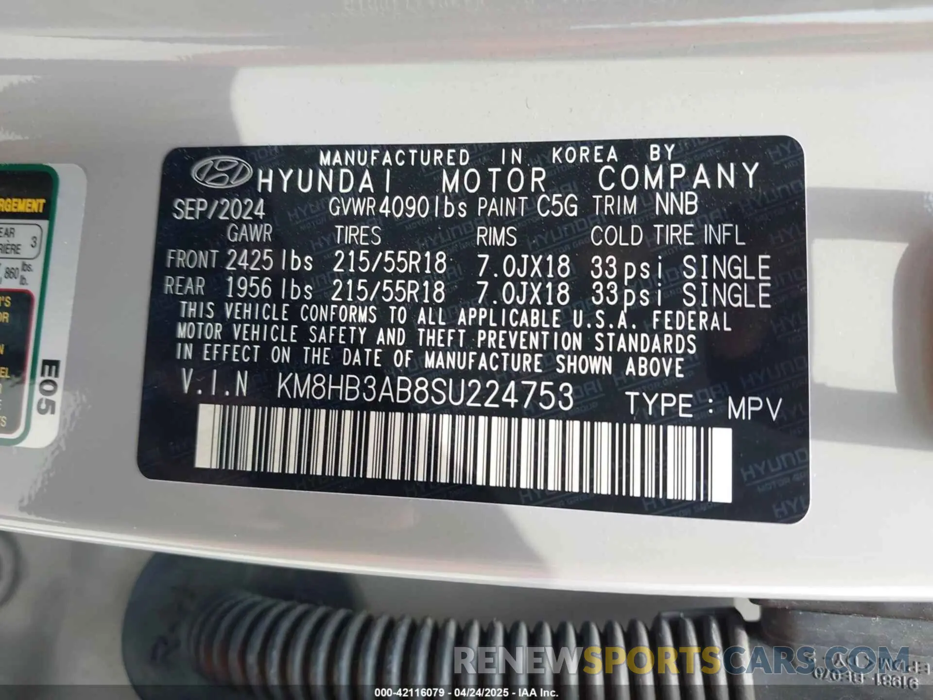 9 Photograph of a damaged car KM8HB3AB8SU224753 HYUNDAI KONA 2025