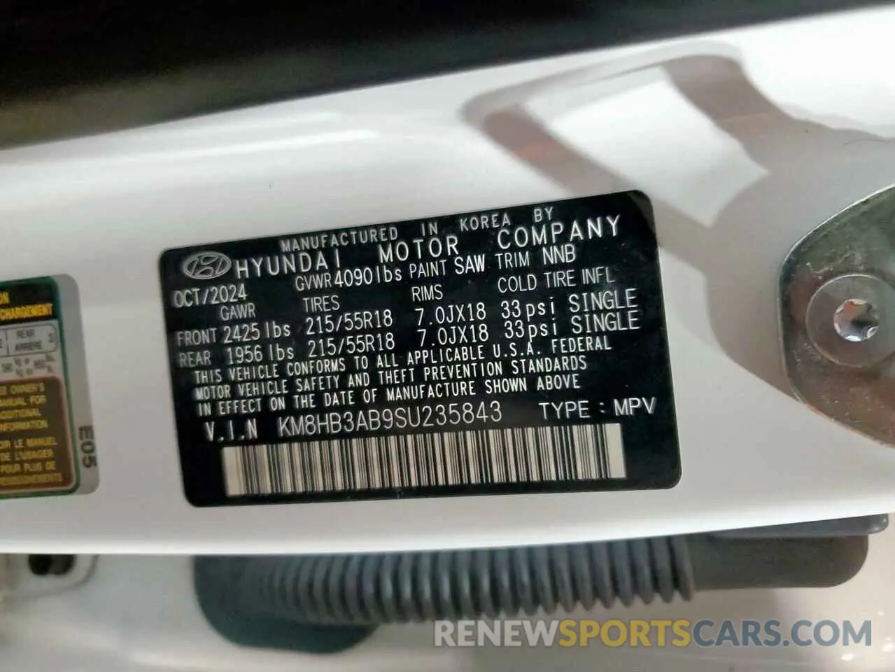 13 Photograph of a damaged car KM8HB3AB9SU235843 HYUNDAI KONA 2025