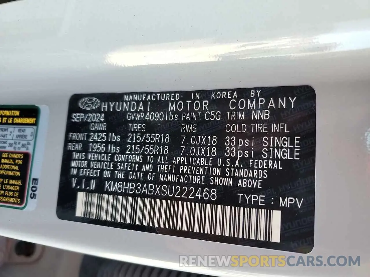 14 Photograph of a damaged car KM8HB3ABXSU222468 HYUNDAI KONA 2025