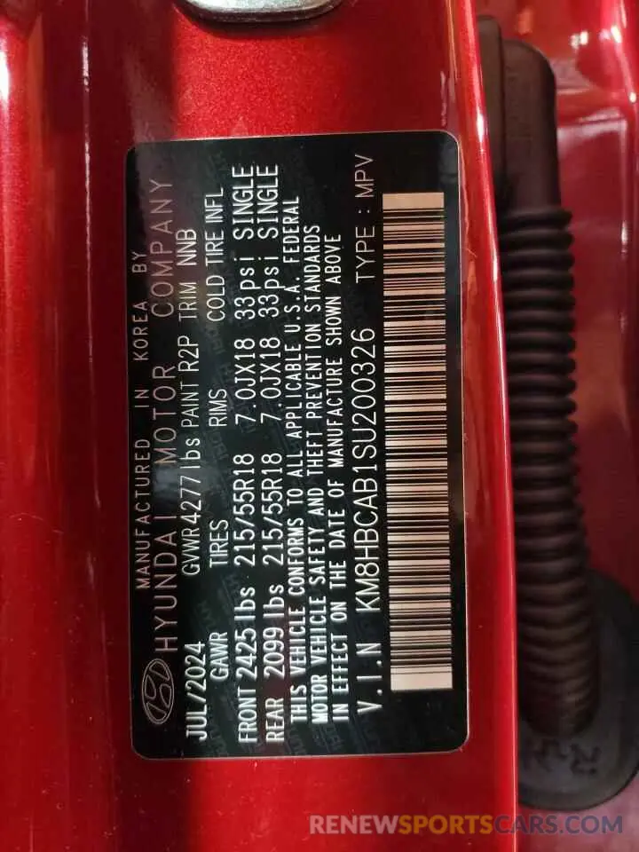 12 Photograph of a damaged car KM8HBCAB1SU200326 HYUNDAI KONA 2025