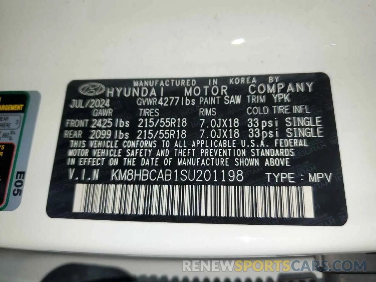 13 Photograph of a damaged car KM8HBCAB1SU201198 HYUNDAI KONA 2025