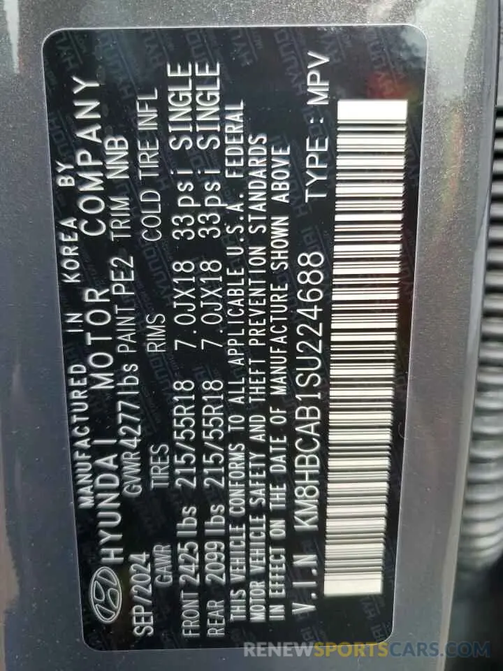 14 Photograph of a damaged car KM8HBCAB1SU224688 HYUNDAI KONA 2025