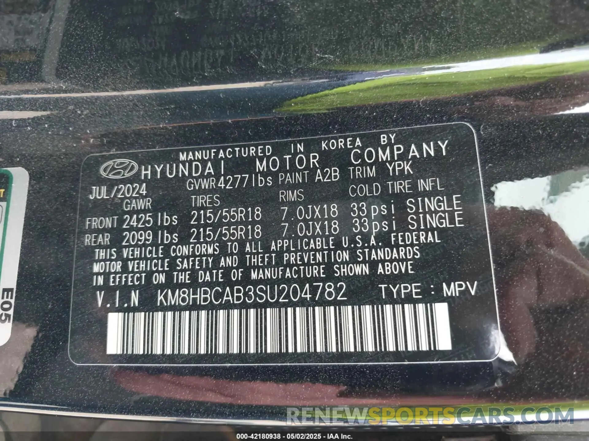 9 Photograph of a damaged car KM8HBCAB3SU204782 HYUNDAI KONA 2025