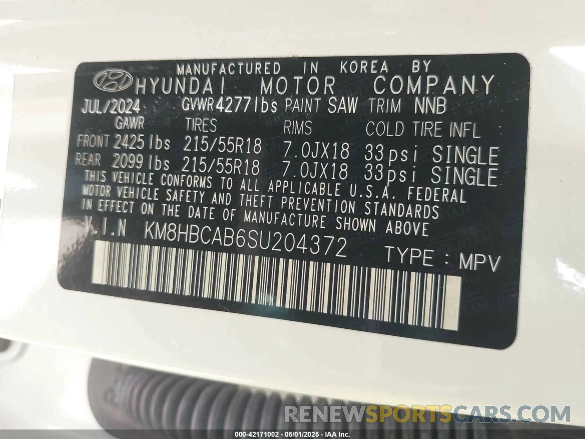 9 Photograph of a damaged car KM8HBCAB6SU204372 HYUNDAI KONA 2025