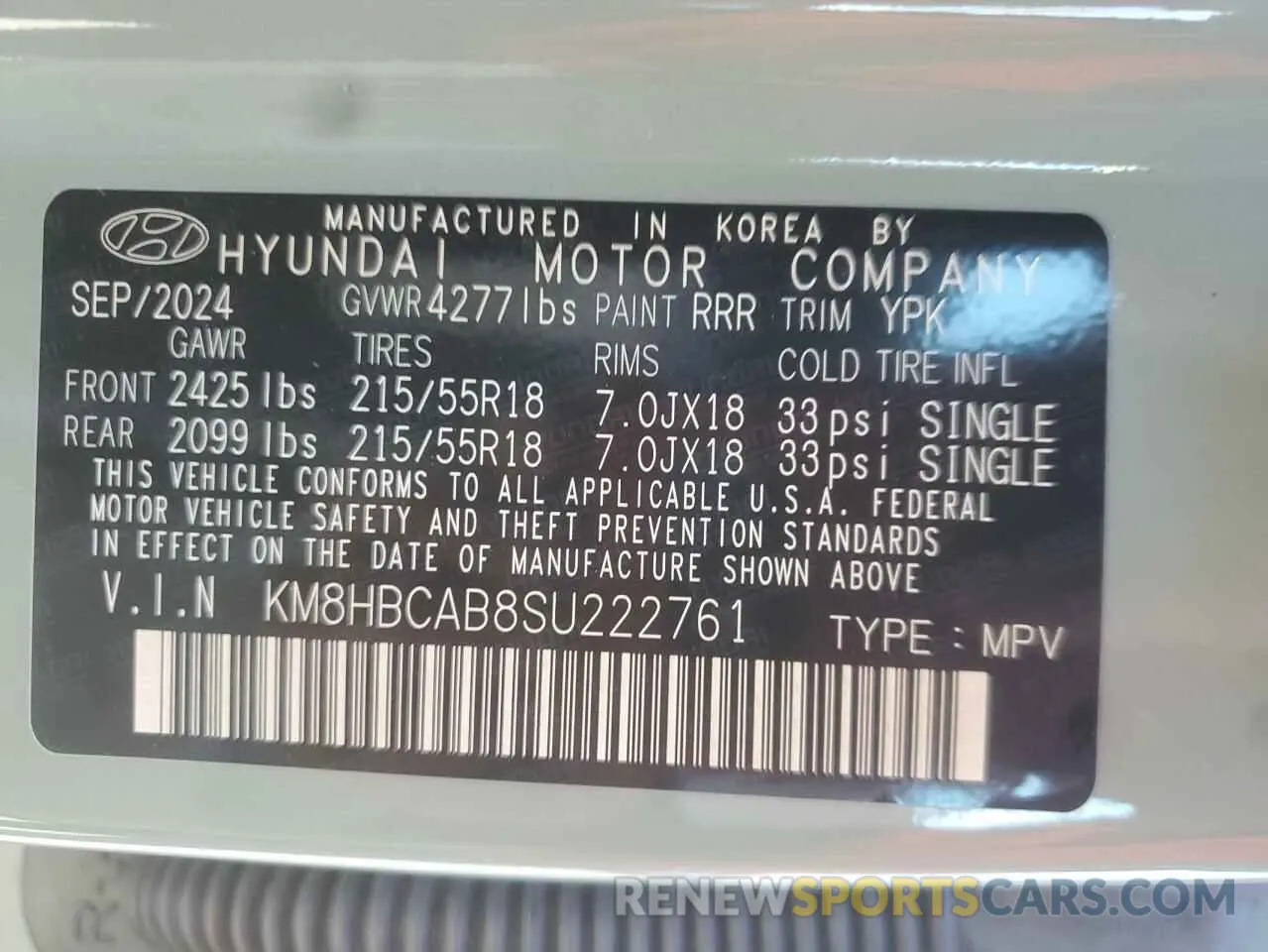 14 Photograph of a damaged car KM8HBCAB8SU222761 HYUNDAI KONA 2025