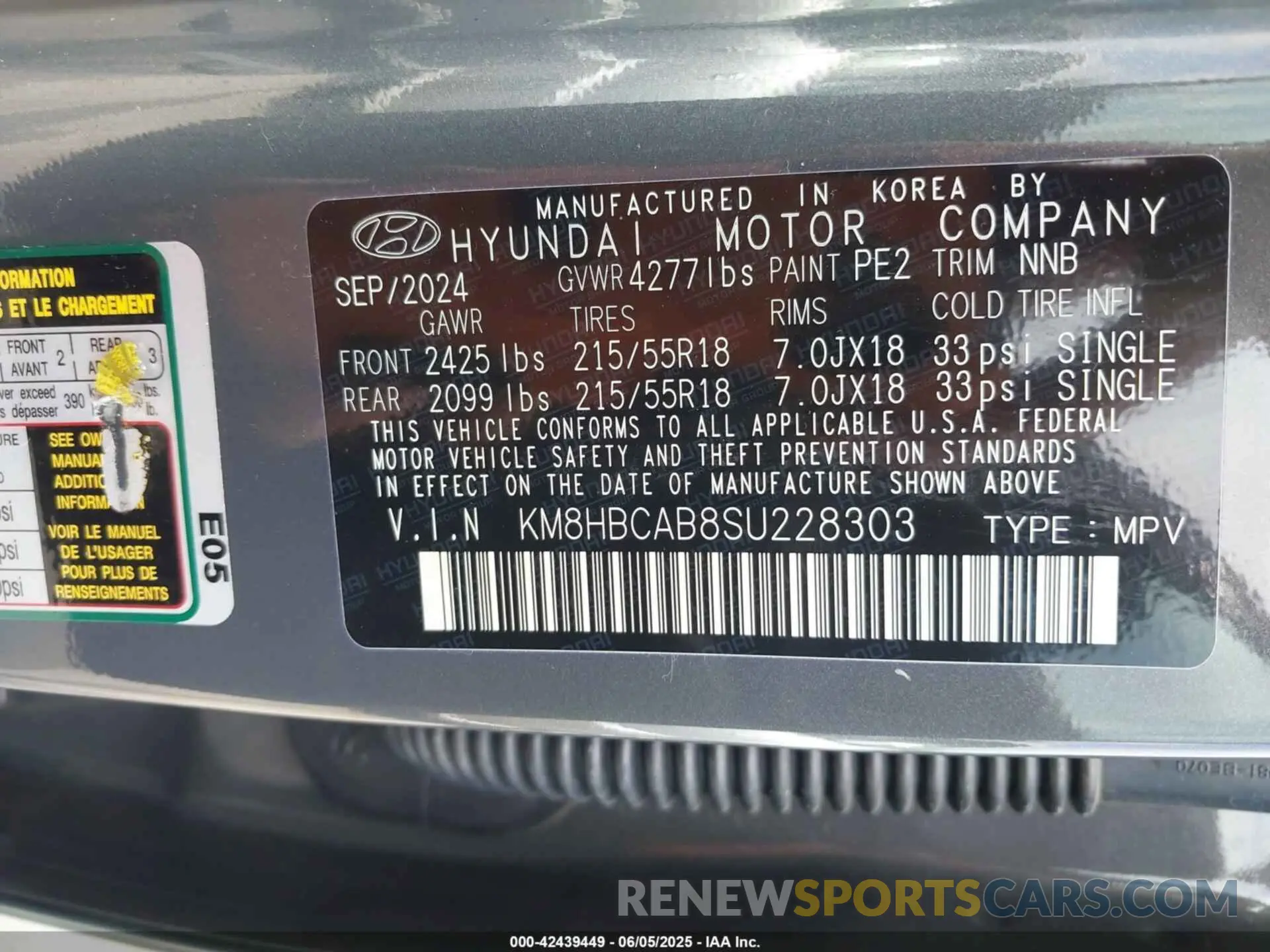 9 Photograph of a damaged car KM8HBCAB8SU228303 HYUNDAI KONA 2025