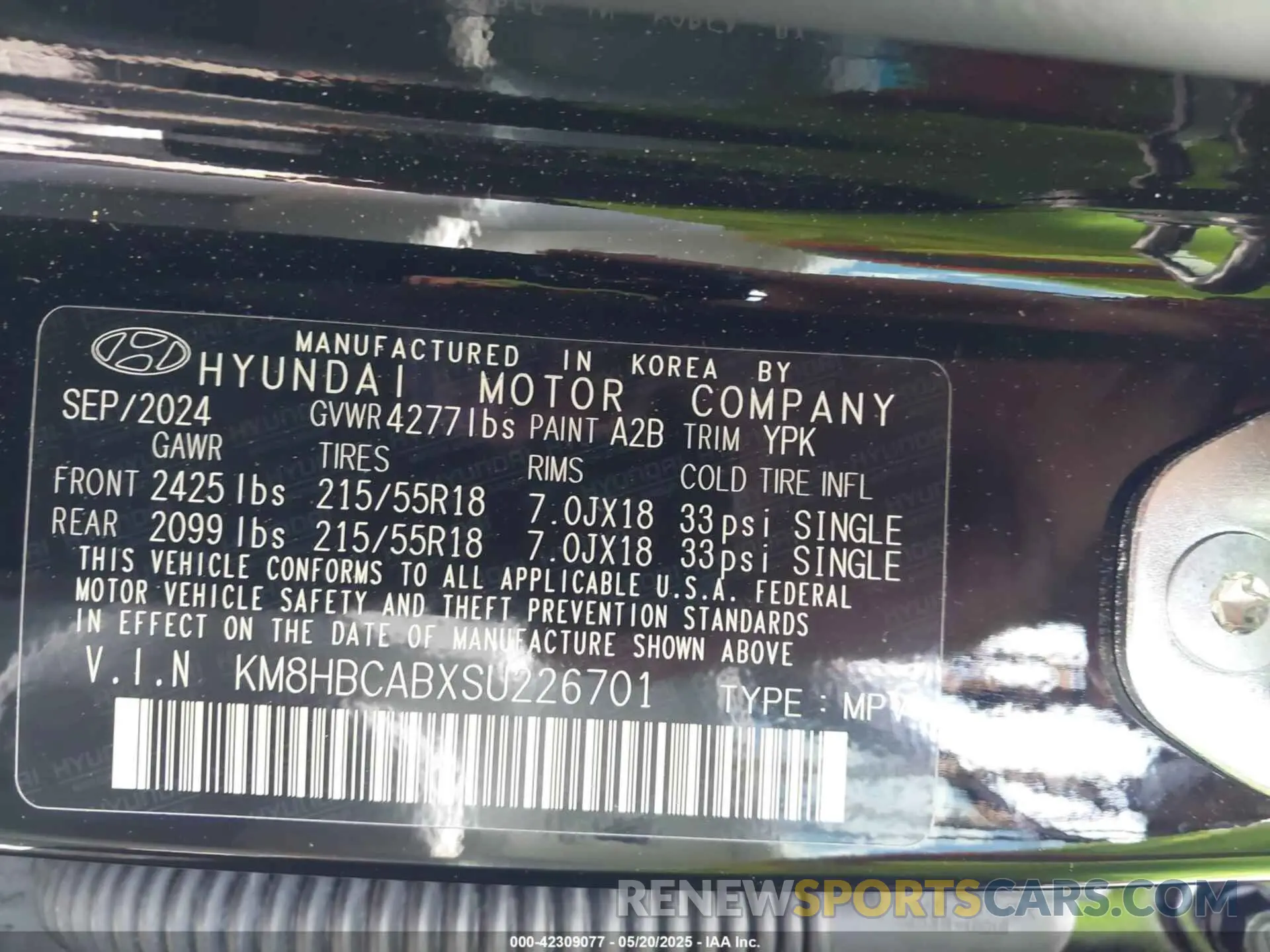 9 Photograph of a damaged car KM8HBCABXSU226701 HYUNDAI KONA 2025