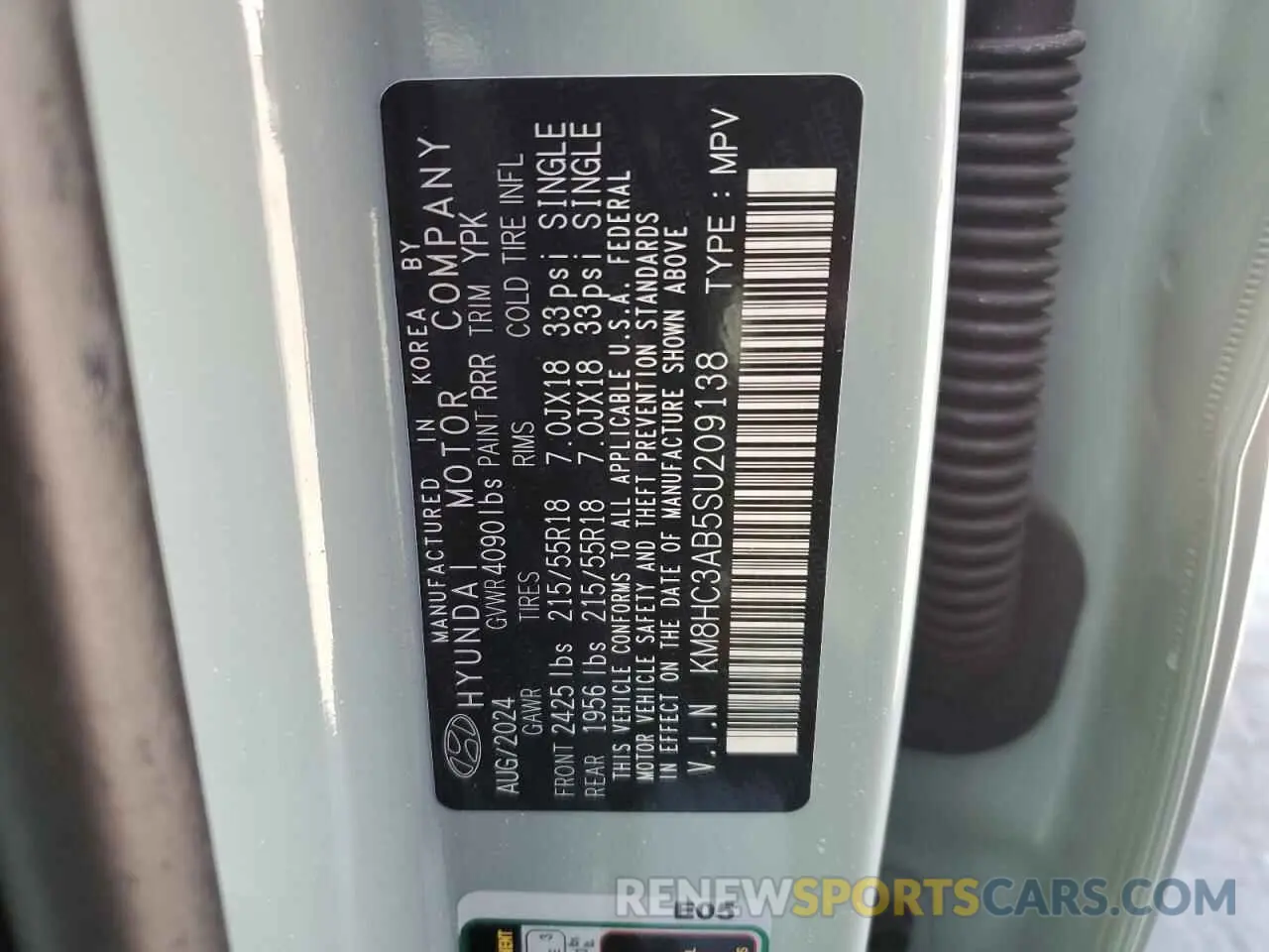 13 Photograph of a damaged car KM8HC3AB5SU209138 HYUNDAI KONA 2025