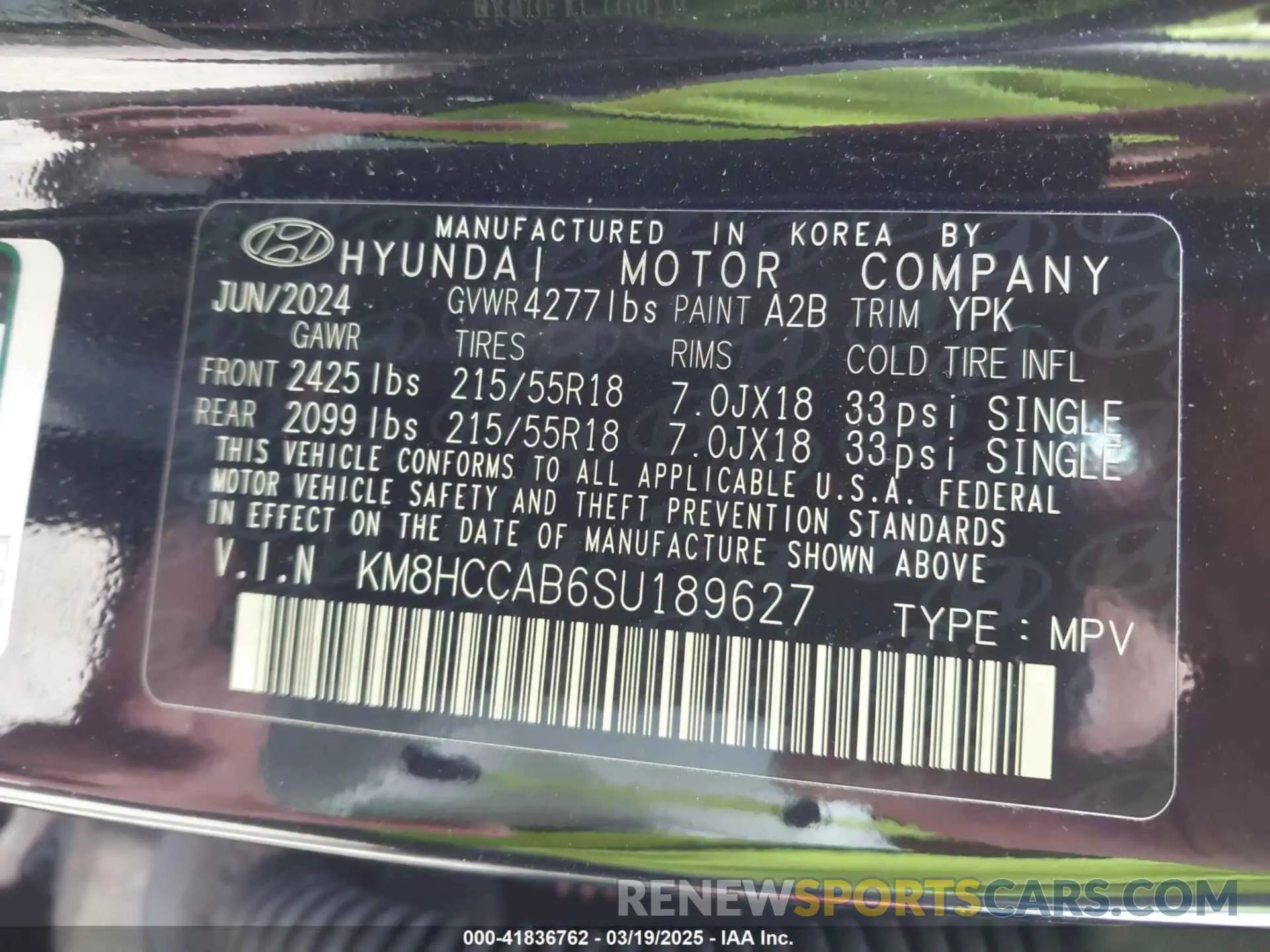 9 Photograph of a damaged car KM8HCCAB6SU189627 HYUNDAI KONA 2025