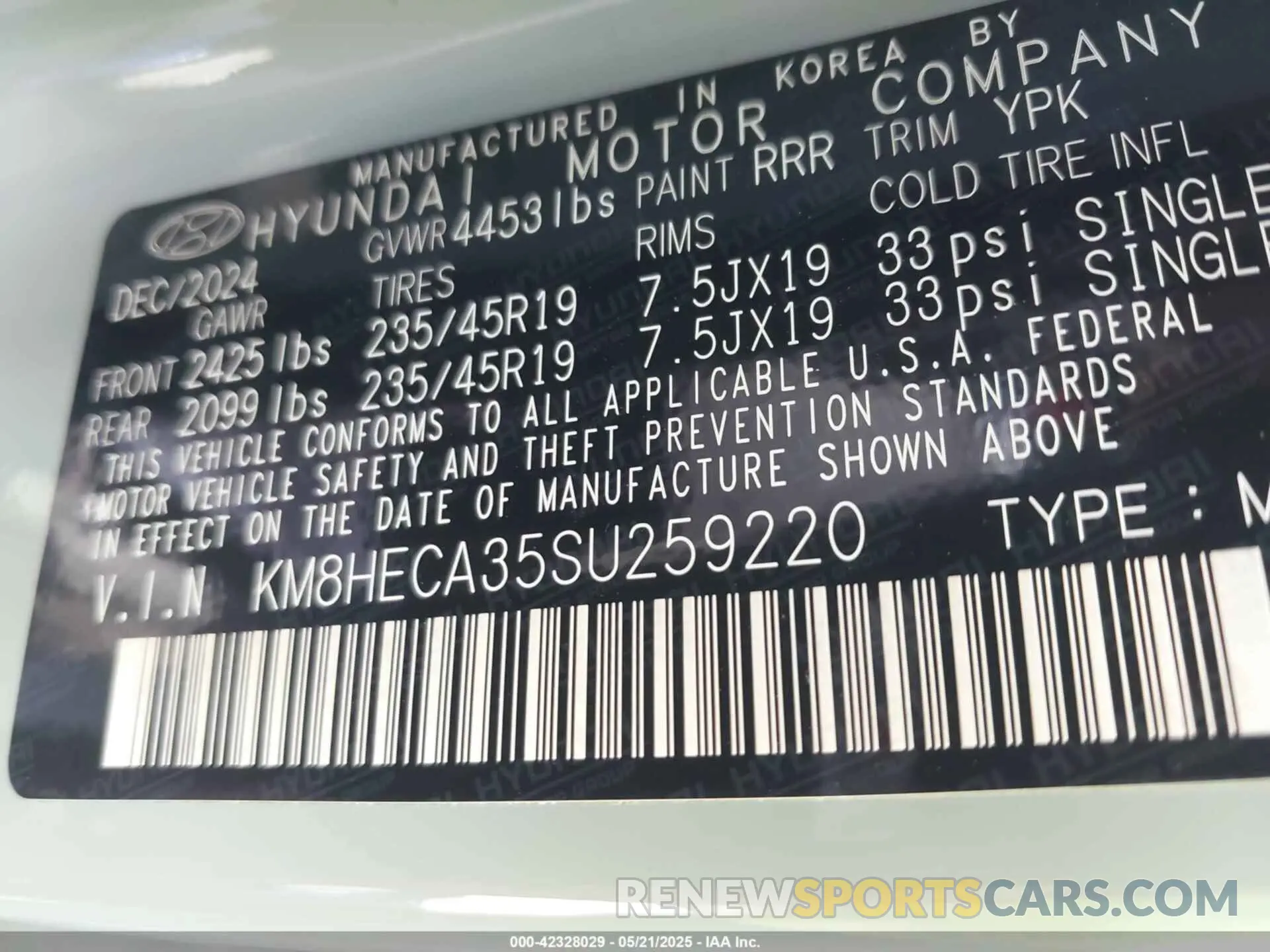 9 Photograph of a damaged car KM8HECA35SU259220 HYUNDAI KONA 2025