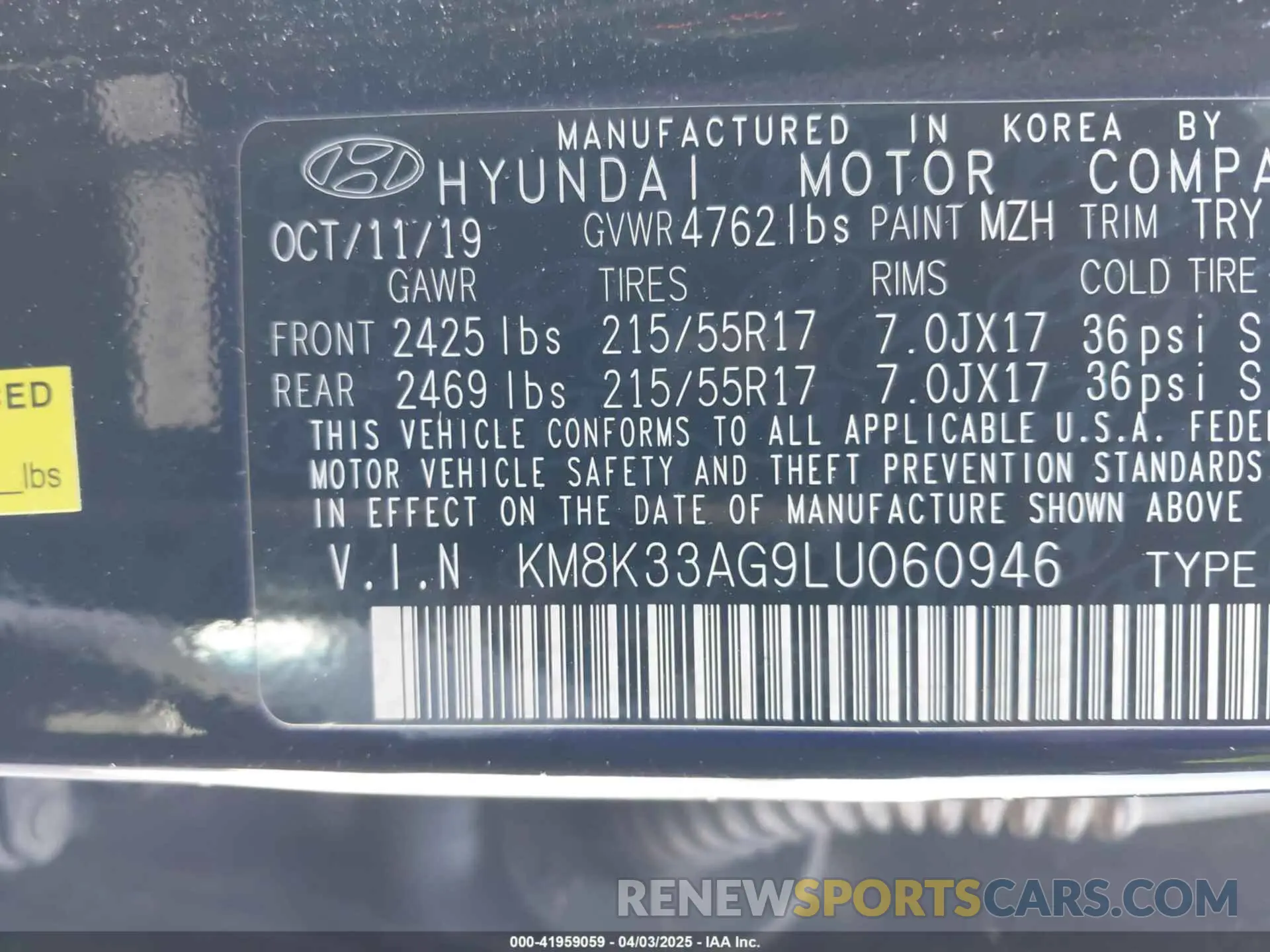 9 Photograph of a damaged car KM8K33AG9LU060946 HYUNDAI KONA ELECTRIC 2020