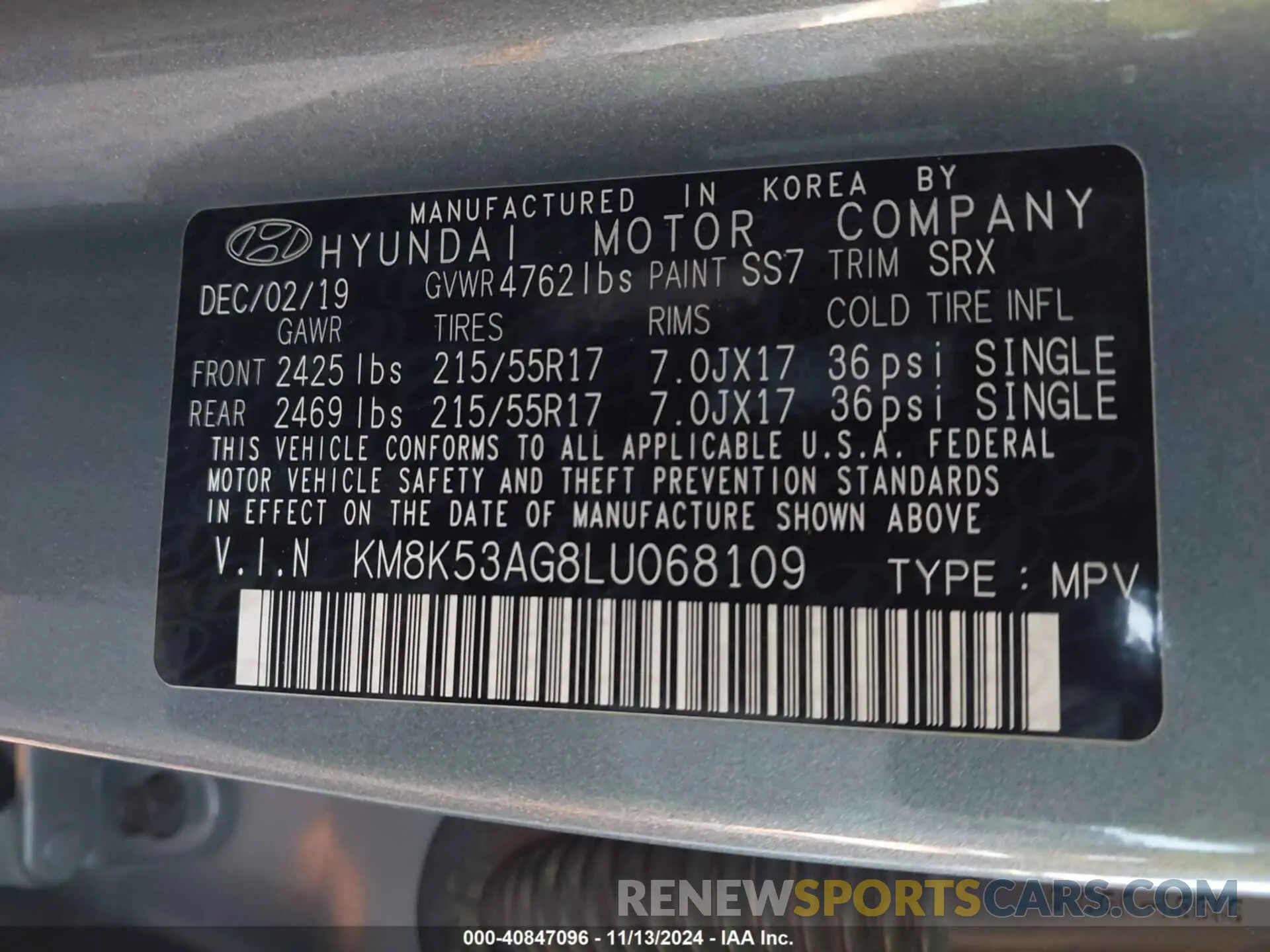 9 Photograph of a damaged car KM8K53AG8LU068109 HYUNDAI KONA ELECTRIC 2020