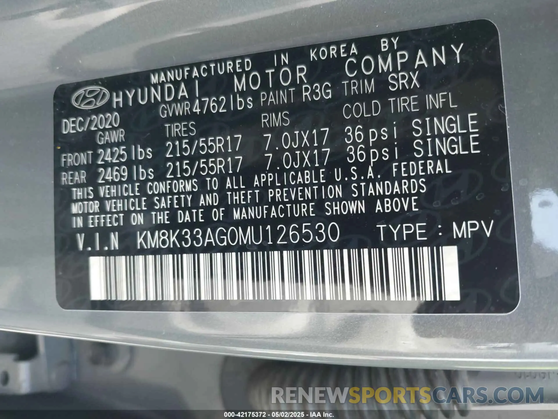 9 Photograph of a damaged car KM8K33AG0MU126530 HYUNDAI KONA ELECTRIC 2021