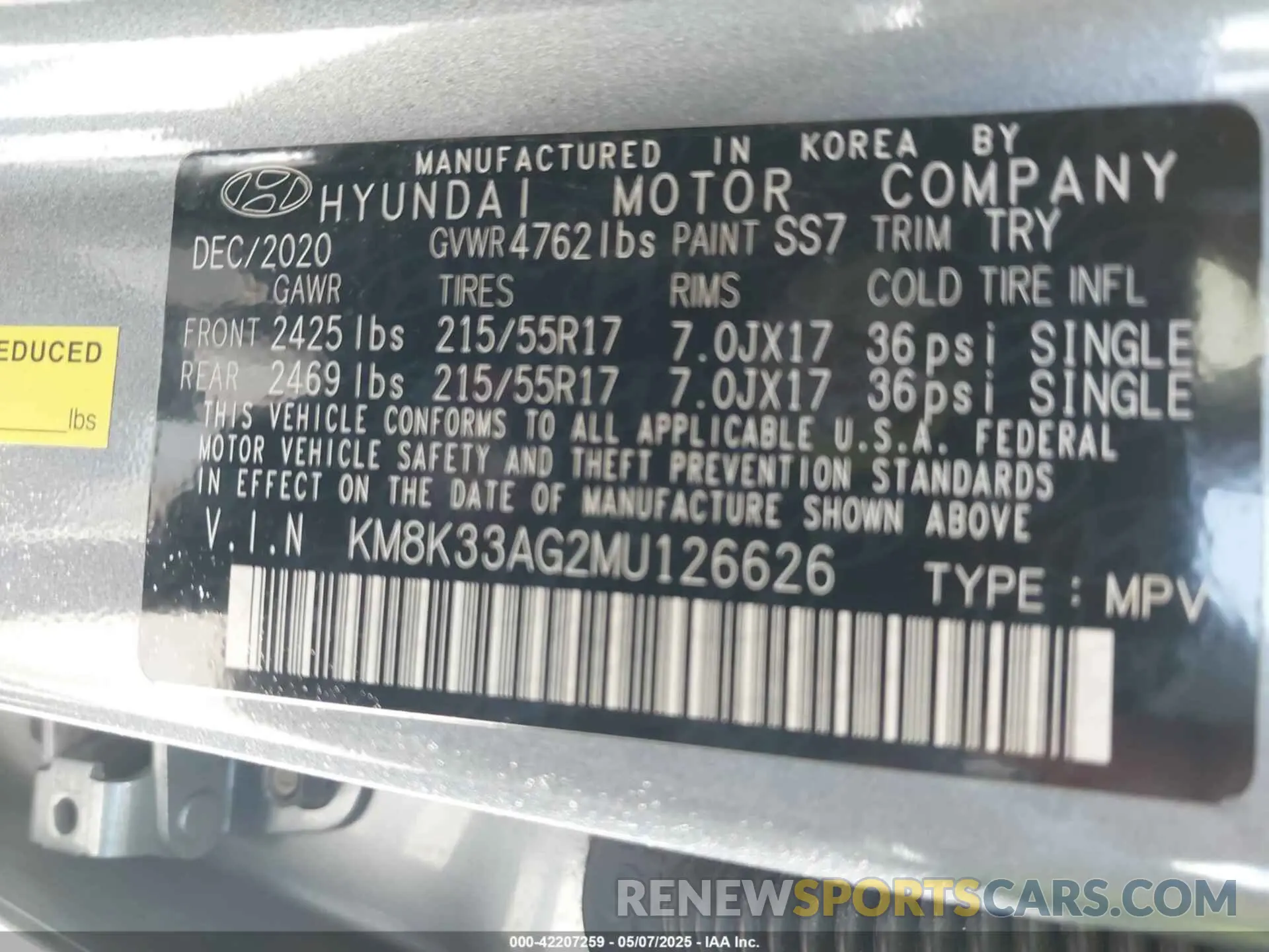 9 Photograph of a damaged car KM8K33AG2MU126626 HYUNDAI KONA ELECTRIC 2021