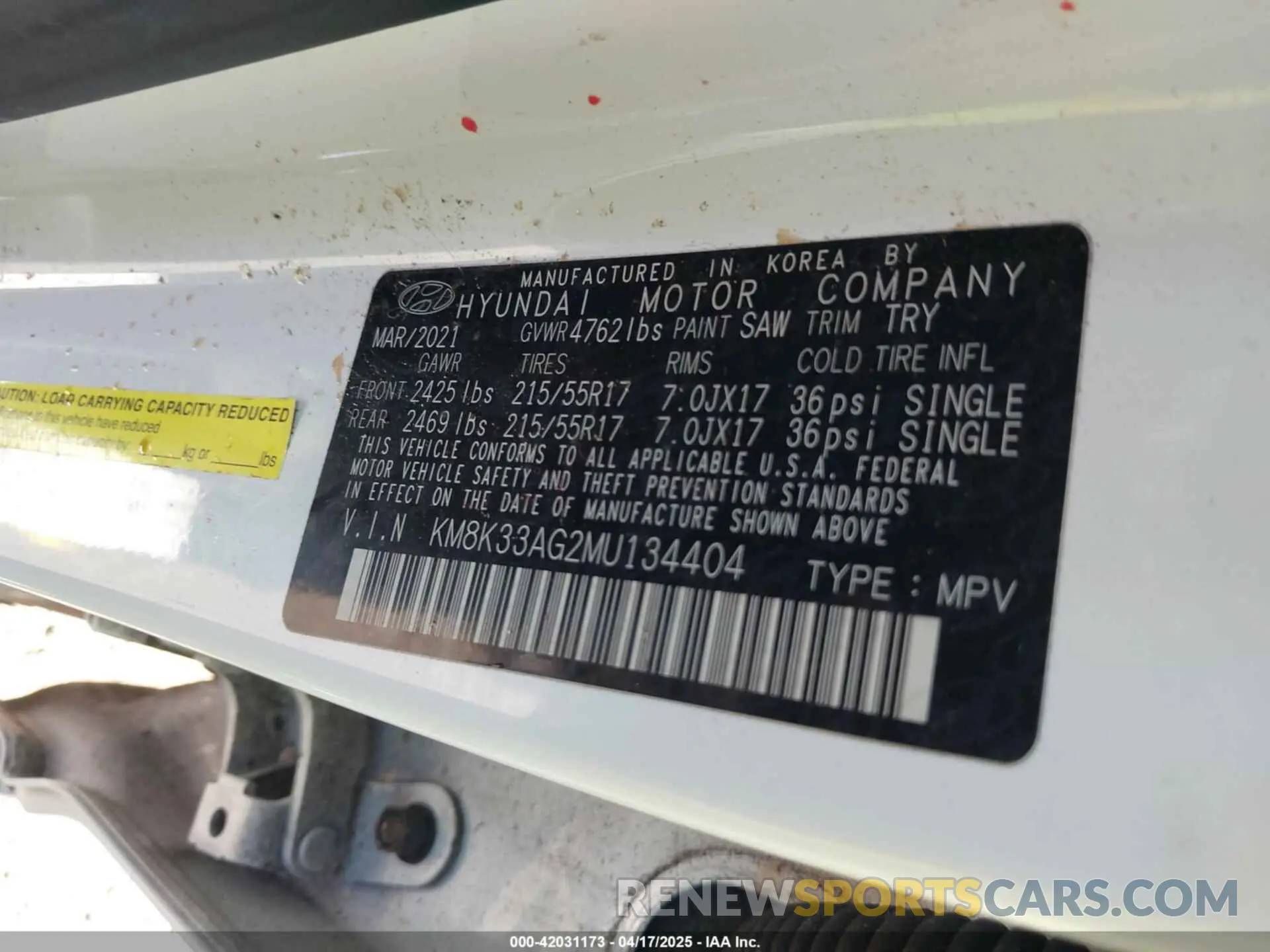 9 Photograph of a damaged car KM8K33AG2MU134404 HYUNDAI KONA ELECTRIC 2021