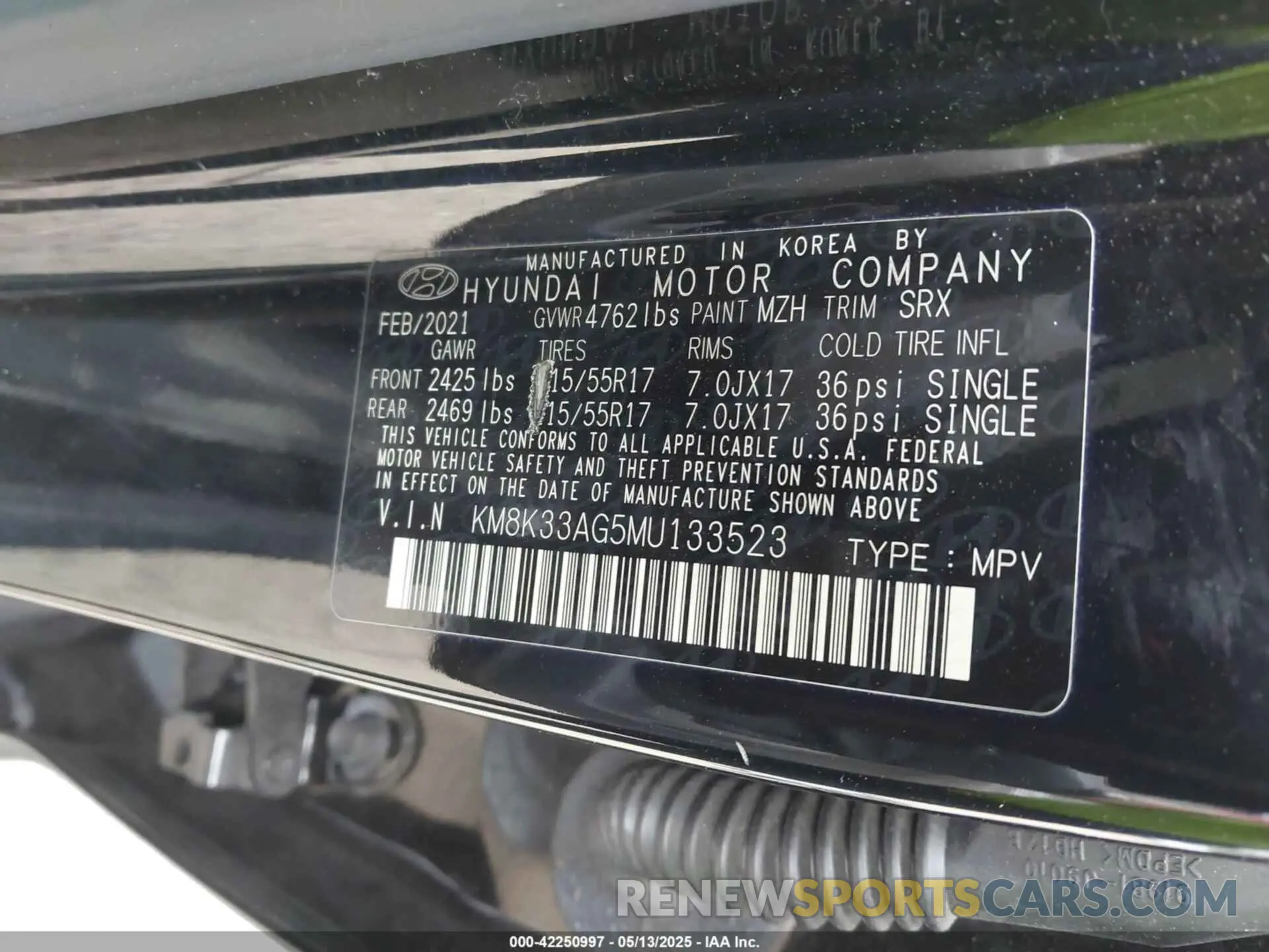 9 Photograph of a damaged car KM8K33AG5MU133523 HYUNDAI KONA ELECTRIC 2021