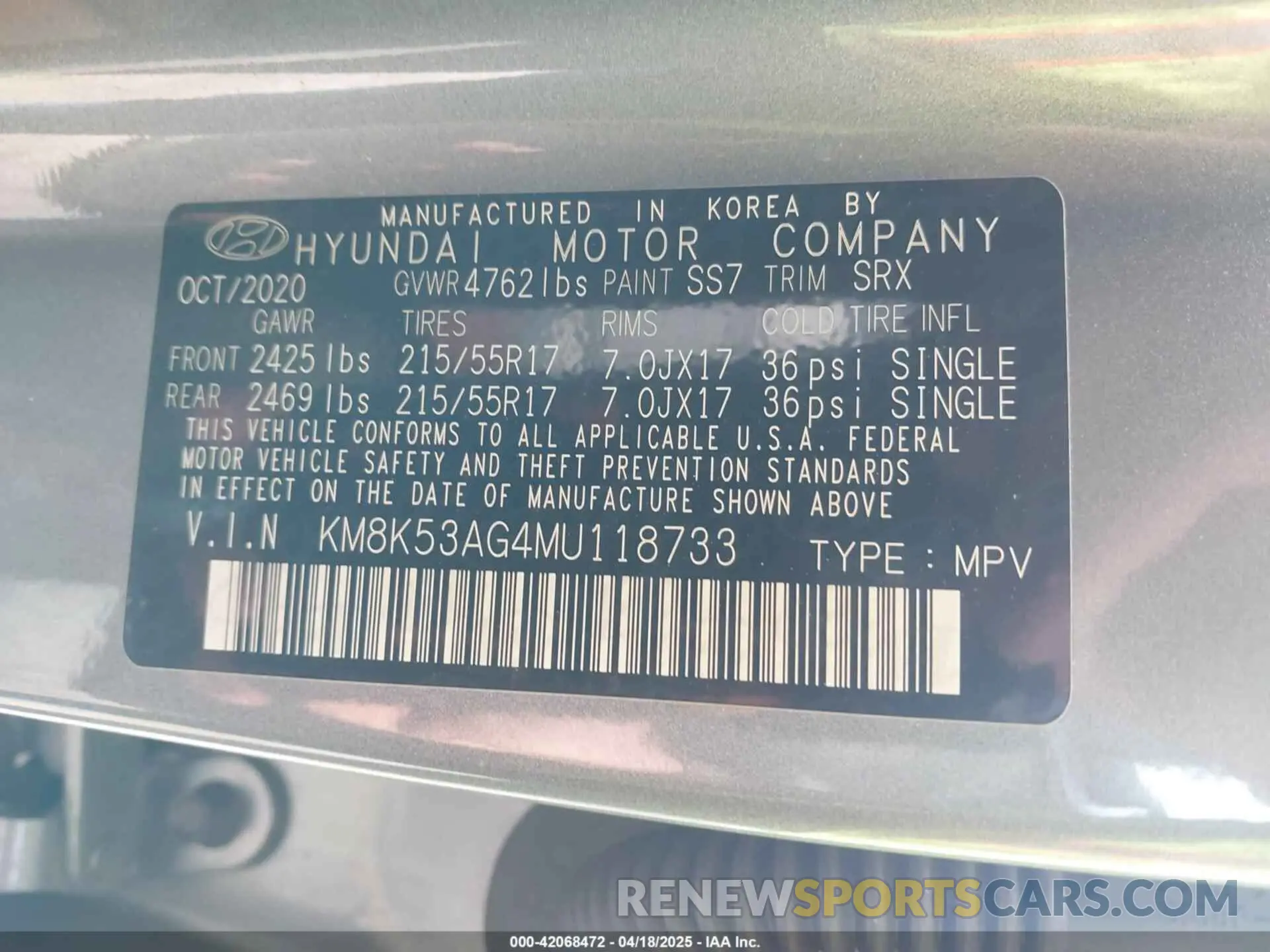 9 Photograph of a damaged car KM8K53AG4MU118733 HYUNDAI KONA ELECTRIC 2021