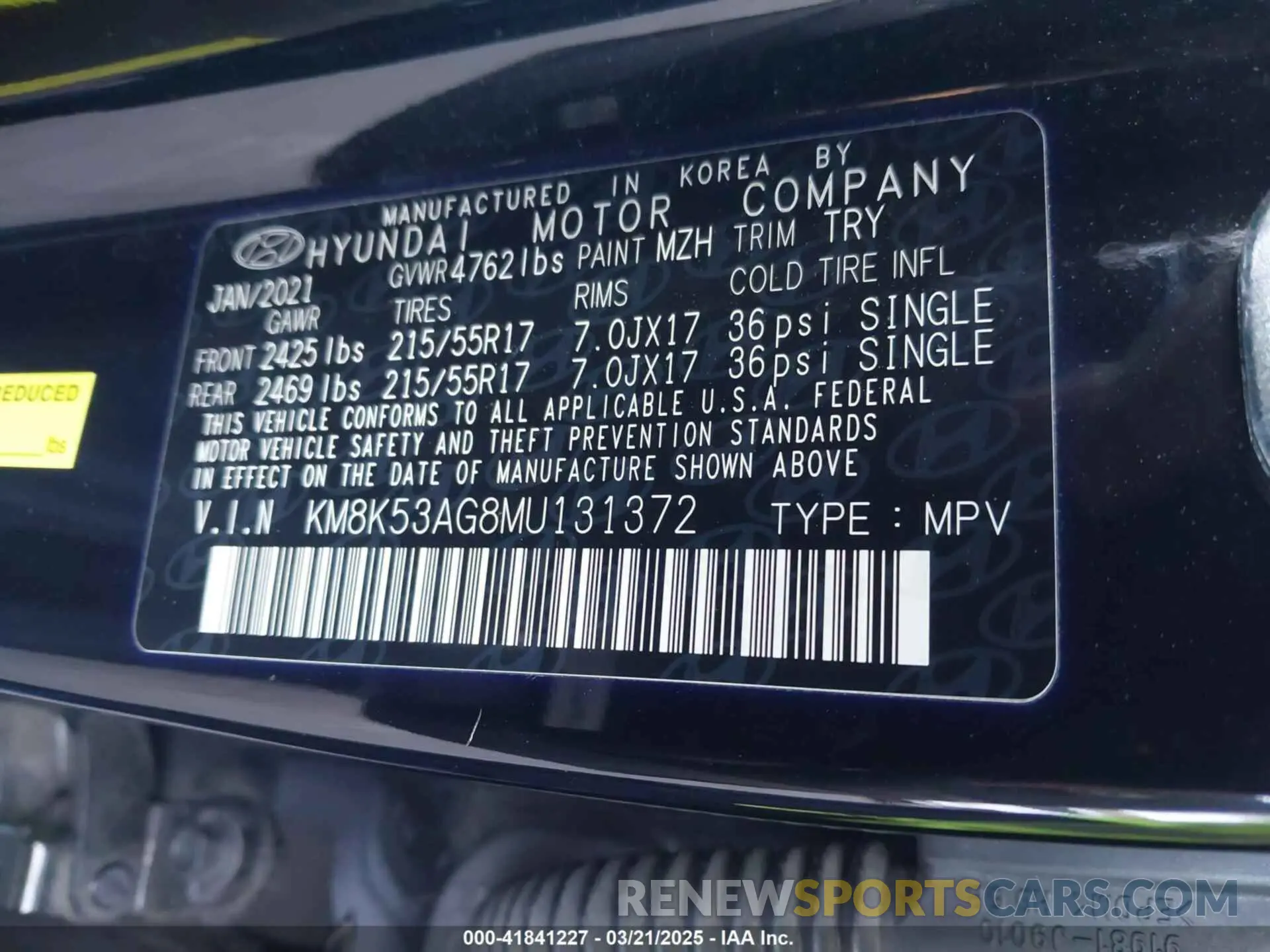 9 Photograph of a damaged car KM8K53AG8MU131372 HYUNDAI KONA ELECTRIC 2021