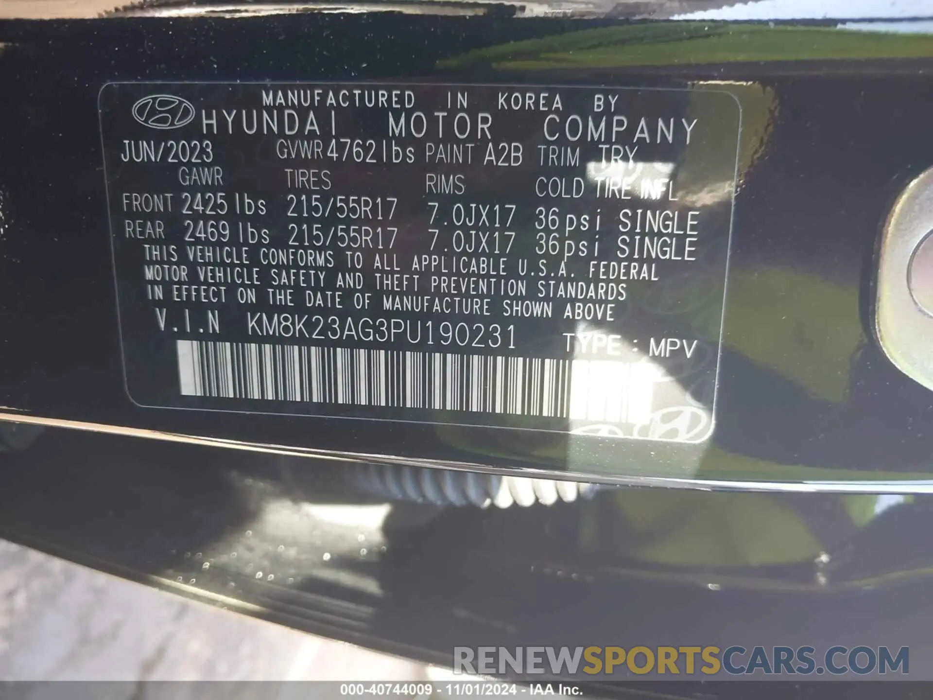 9 Photograph of a damaged car KM8K23AG3PU190231 HYUNDAI KONA ELECTRIC 2023