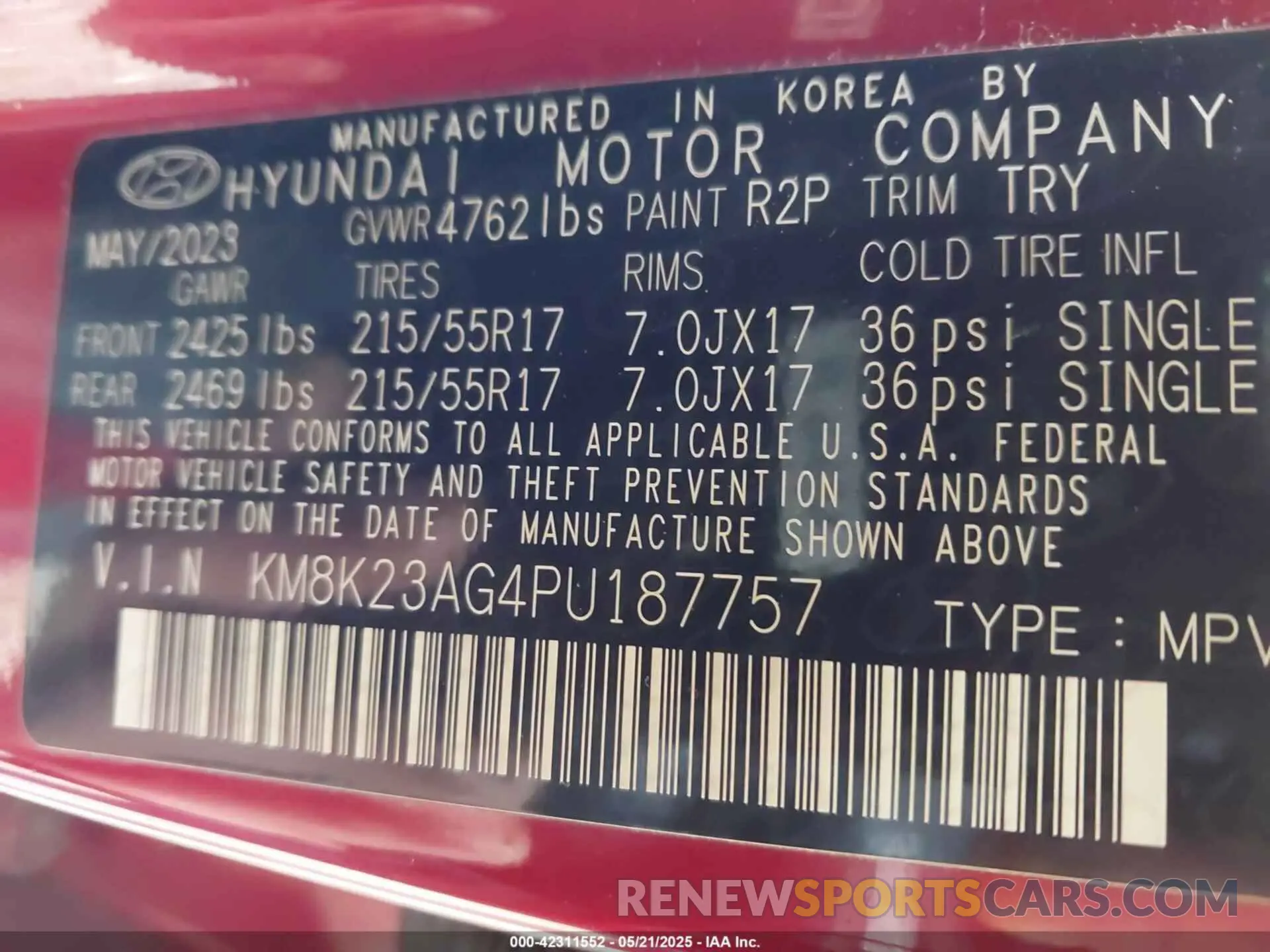 9 Photograph of a damaged car KM8K23AG4PU187757 HYUNDAI KONA ELECTRIC 2023