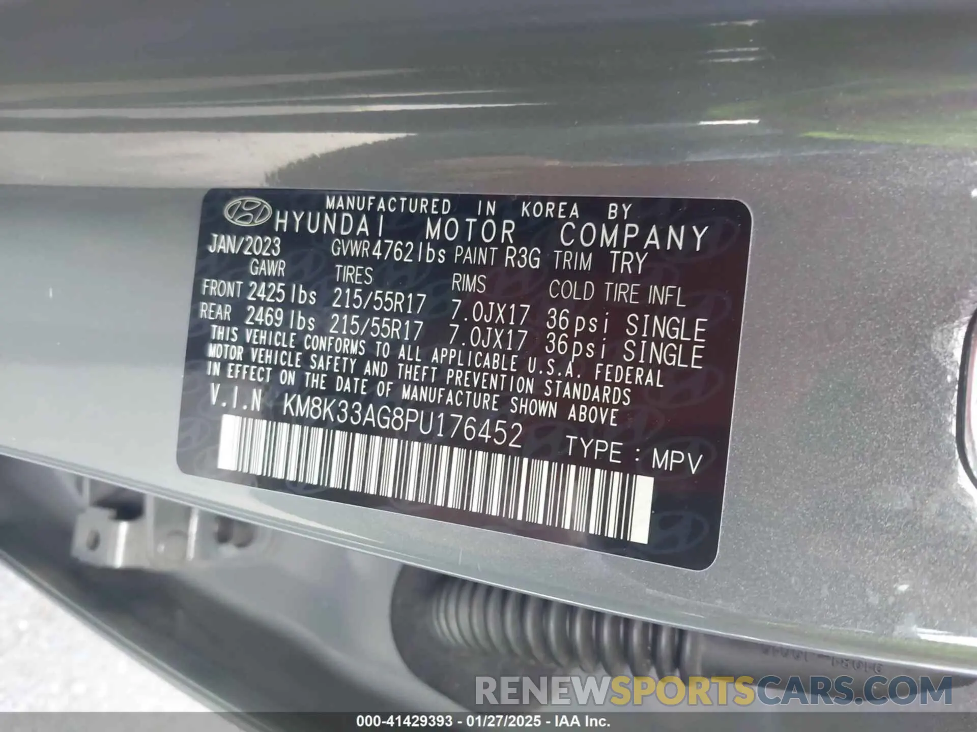 9 Photograph of a damaged car KM8K33AG8PU176452 HYUNDAI KONA ELECTRIC 2023