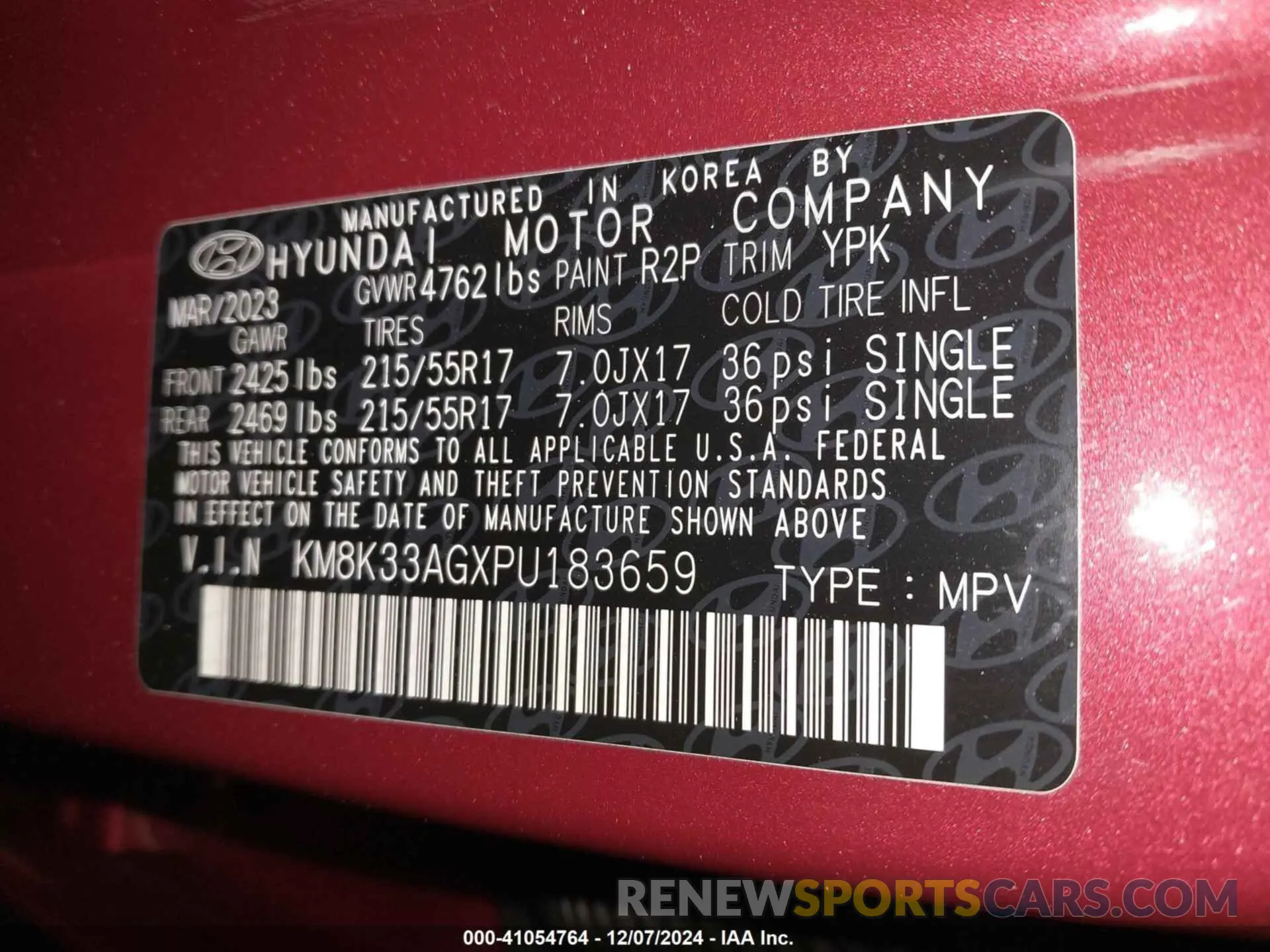9 Photograph of a damaged car KM8K33AGXPU183659 HYUNDAI KONA ELECTRIC 2023