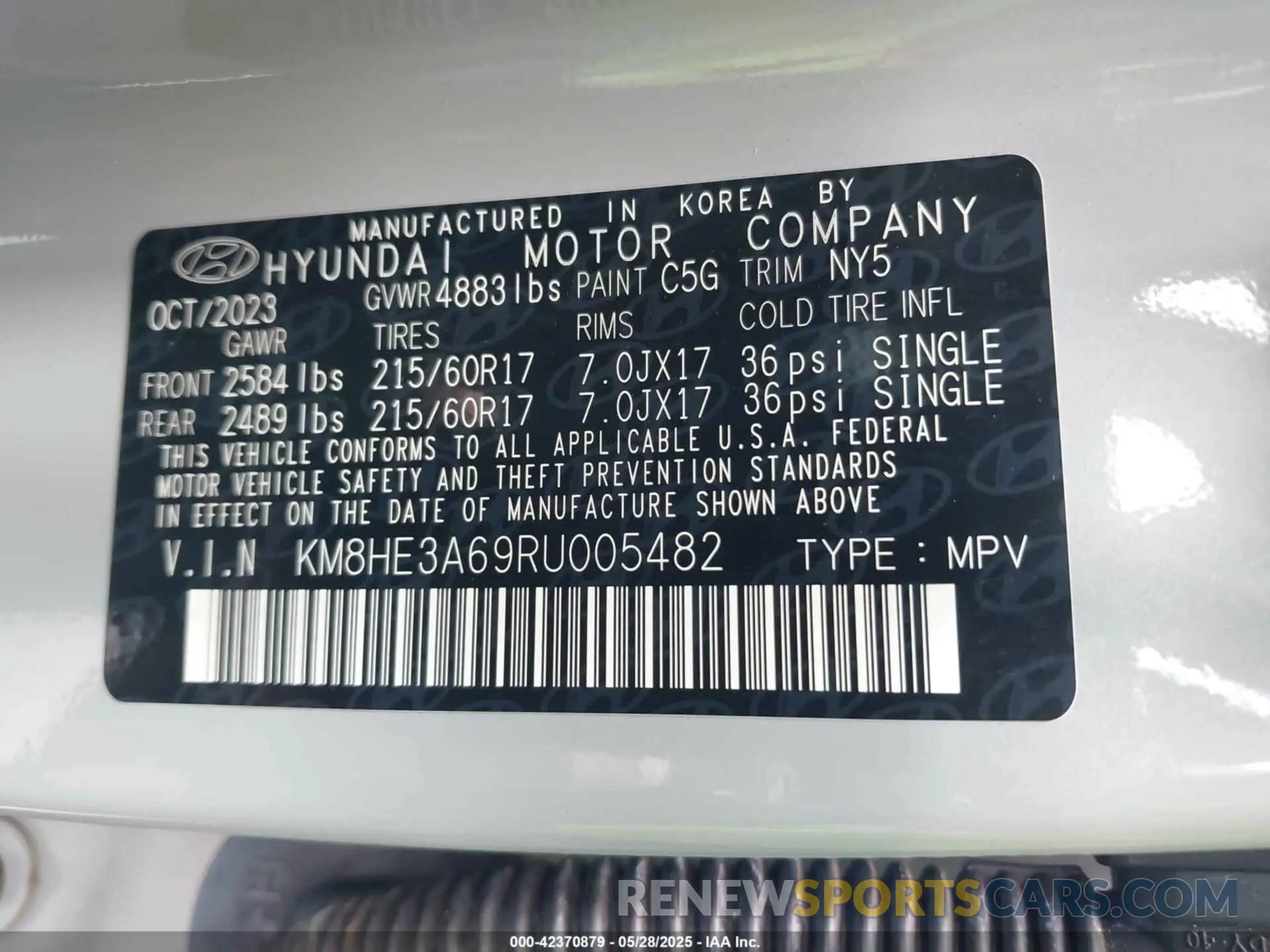 9 Photograph of a damaged car KM8HE3A69RU005482 HYUNDAI KONA ELECTRIC 2024
