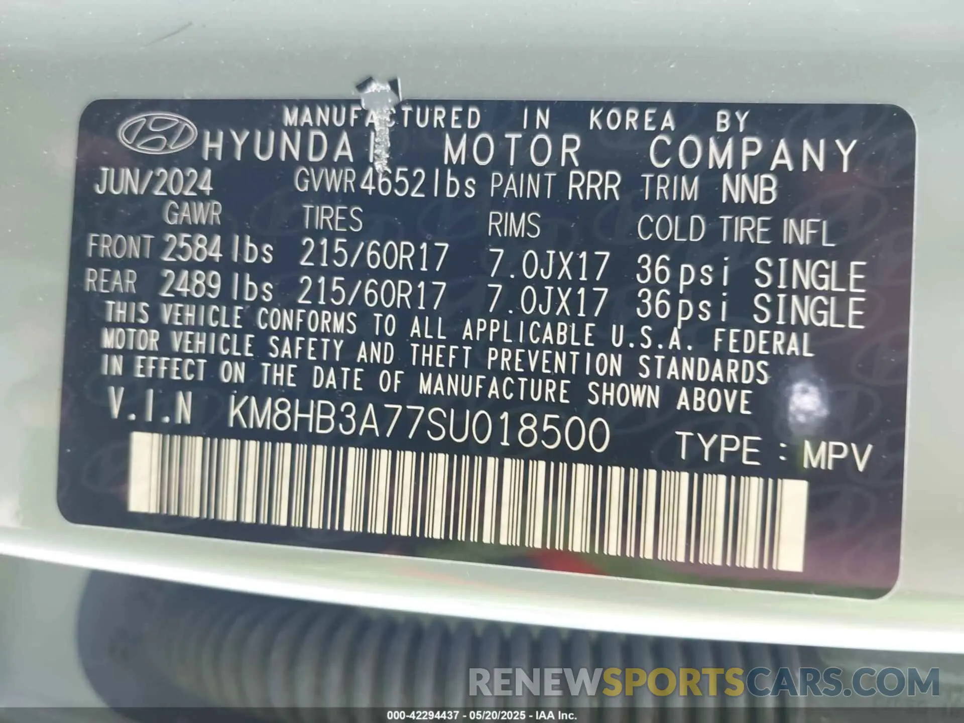 9 Photograph of a damaged car KM8HB3A77SU018500 HYUNDAI KONA ELECTRIC 2025
