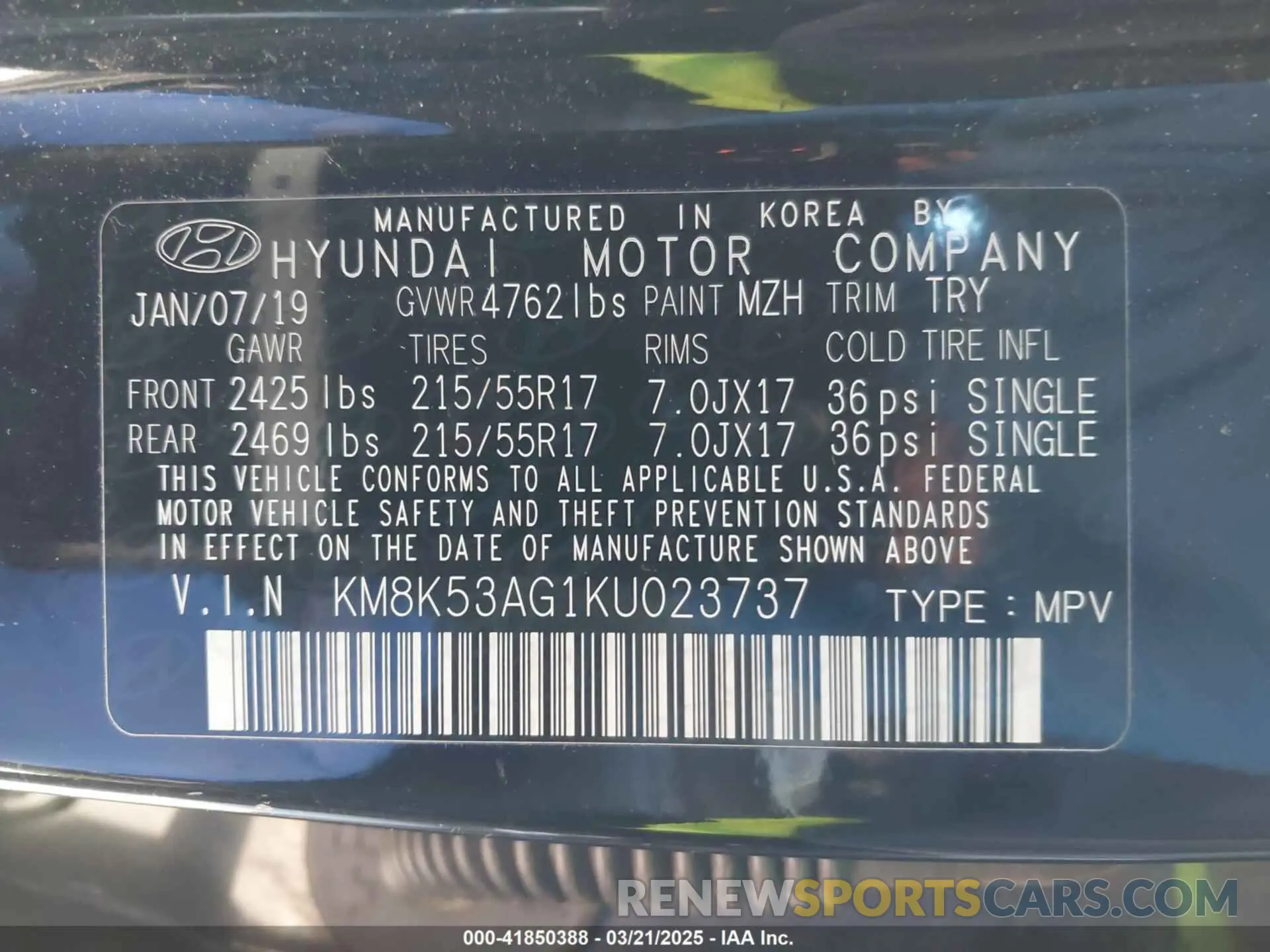 9 Photograph of a damaged car KM8K53AG1KU023737 HYUNDAI KONA EV 2019
