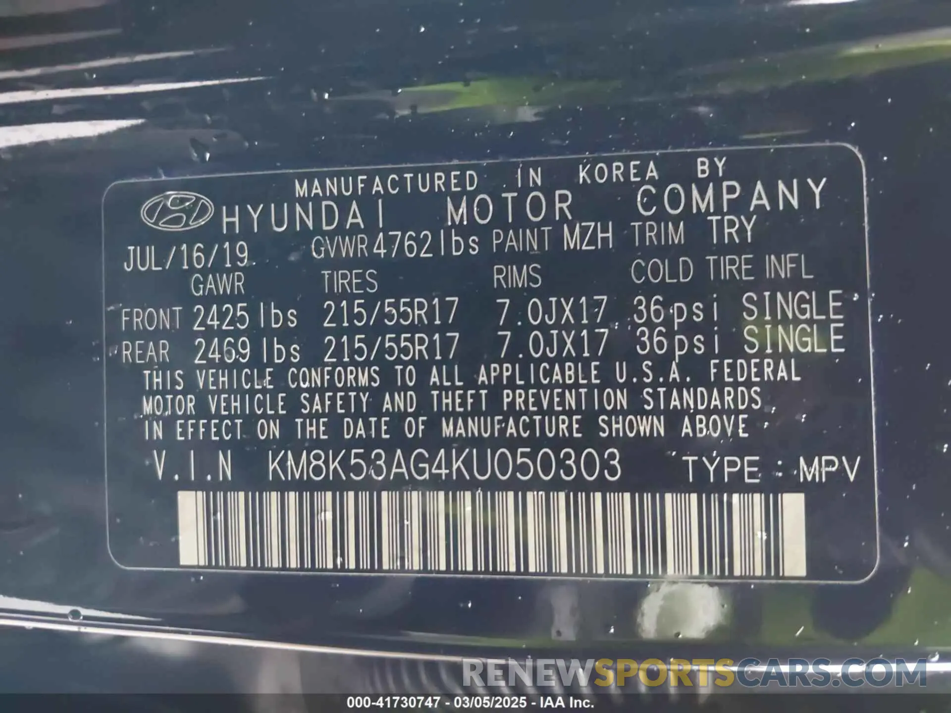 9 Photograph of a damaged car KM8K53AG4KU050303 HYUNDAI KONA EV 2019