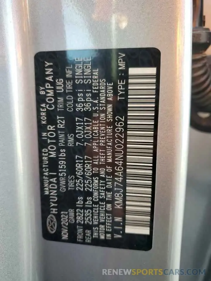 13 Photograph of a damaged car KM8J74A64NU022962 HYUNDAI NEXO 2022