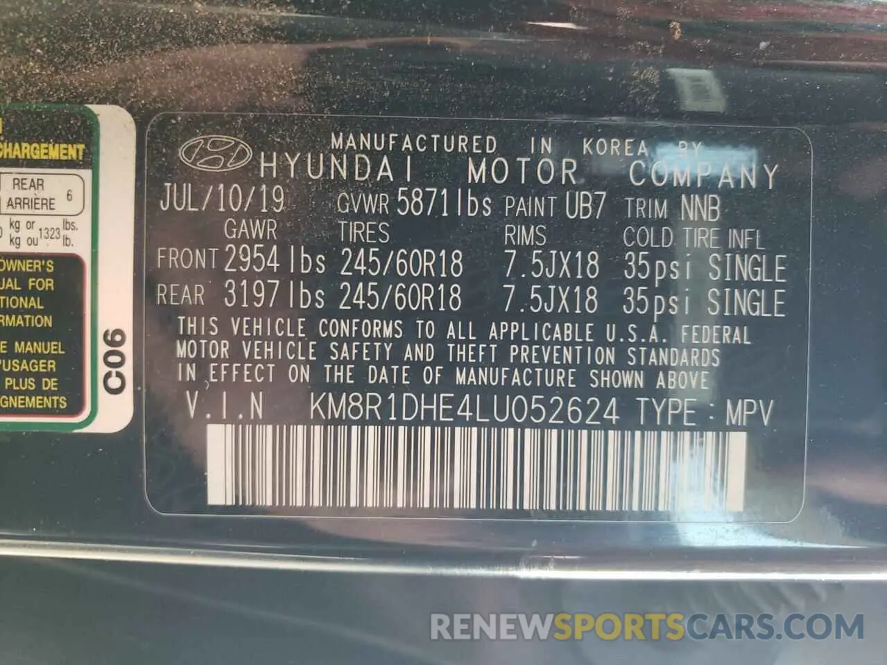 13 Photograph of a damaged car KM8R1DHE4LU052624 HYUNDAI PALISADE 2020