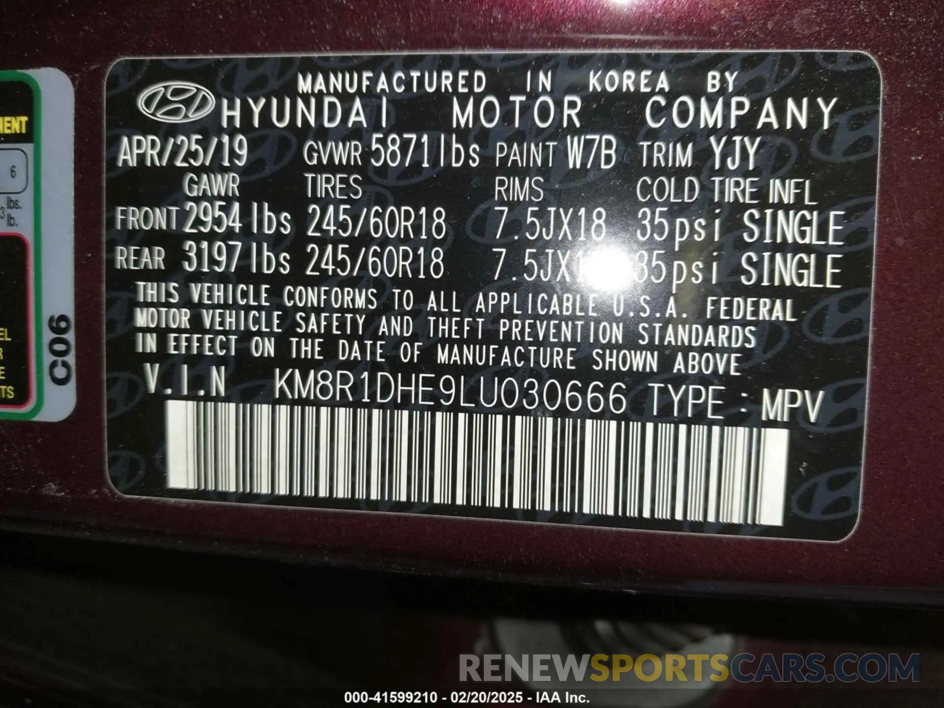 9 Photograph of a damaged car KM8R1DHE9LU030666 HYUNDAI PALISADE 2020