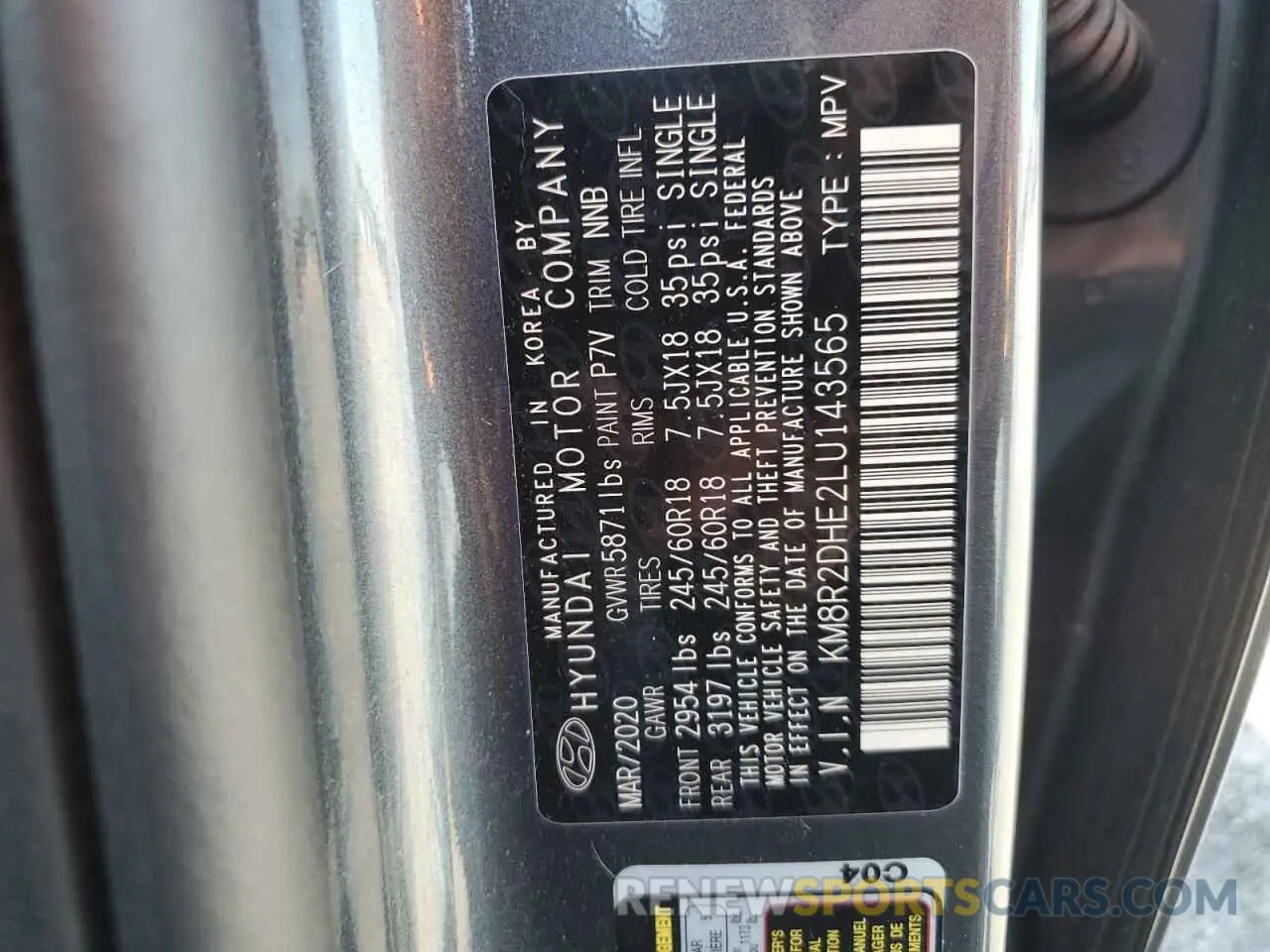 13 Photograph of a damaged car KM8R2DHE2LU143565 HYUNDAI PALISADE 2020