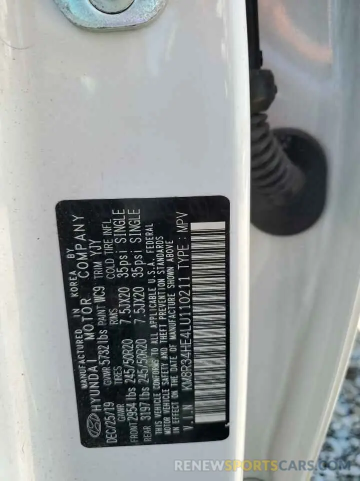 13 Photograph of a damaged car KM8R34HE4LU110211 HYUNDAI PALISADE 2020